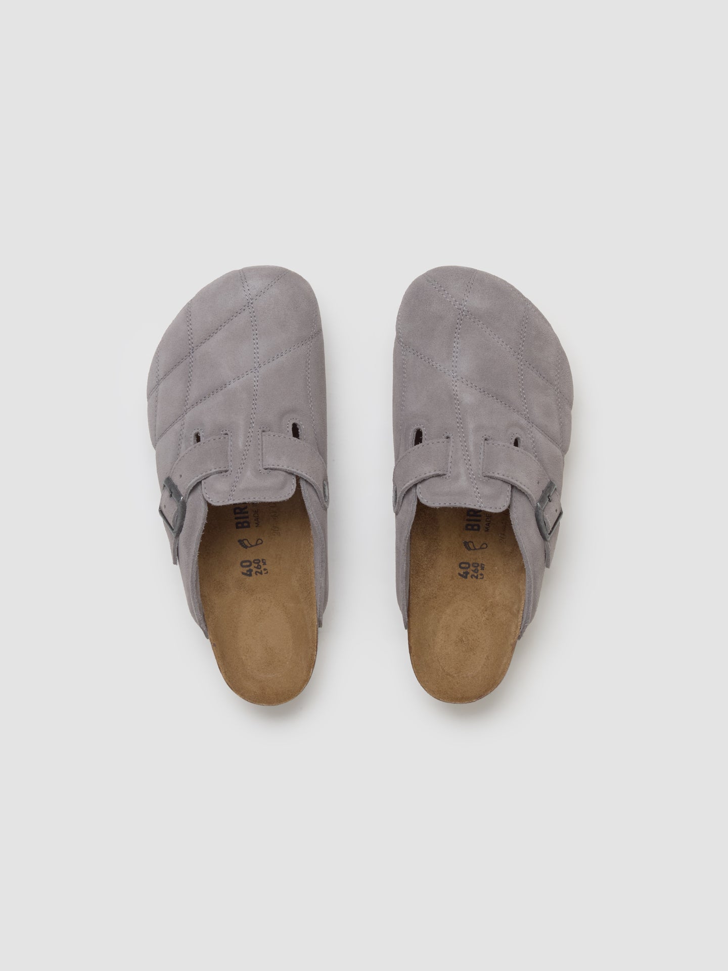 Boston Quilted Suede Clog in Stone Coin