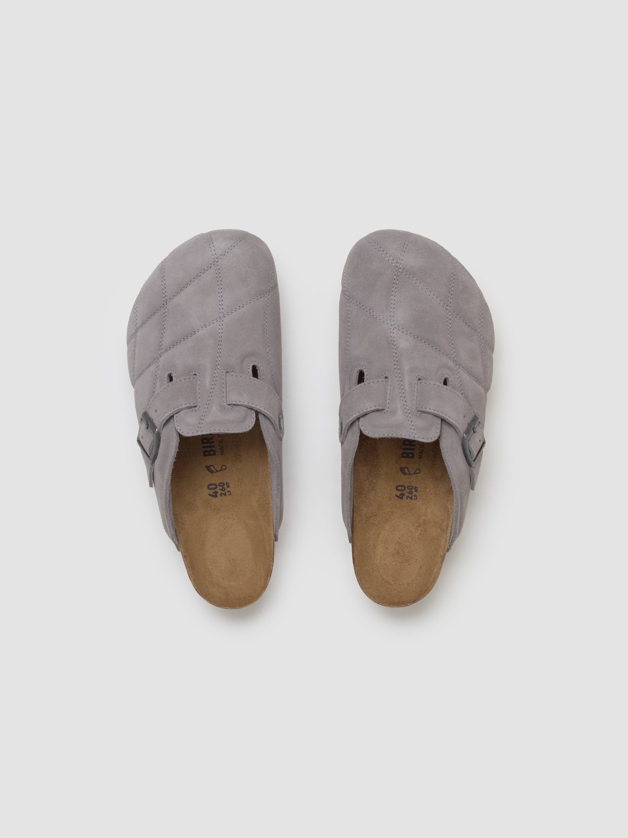 Boston Quilted Suede Clog in Stone Coin
