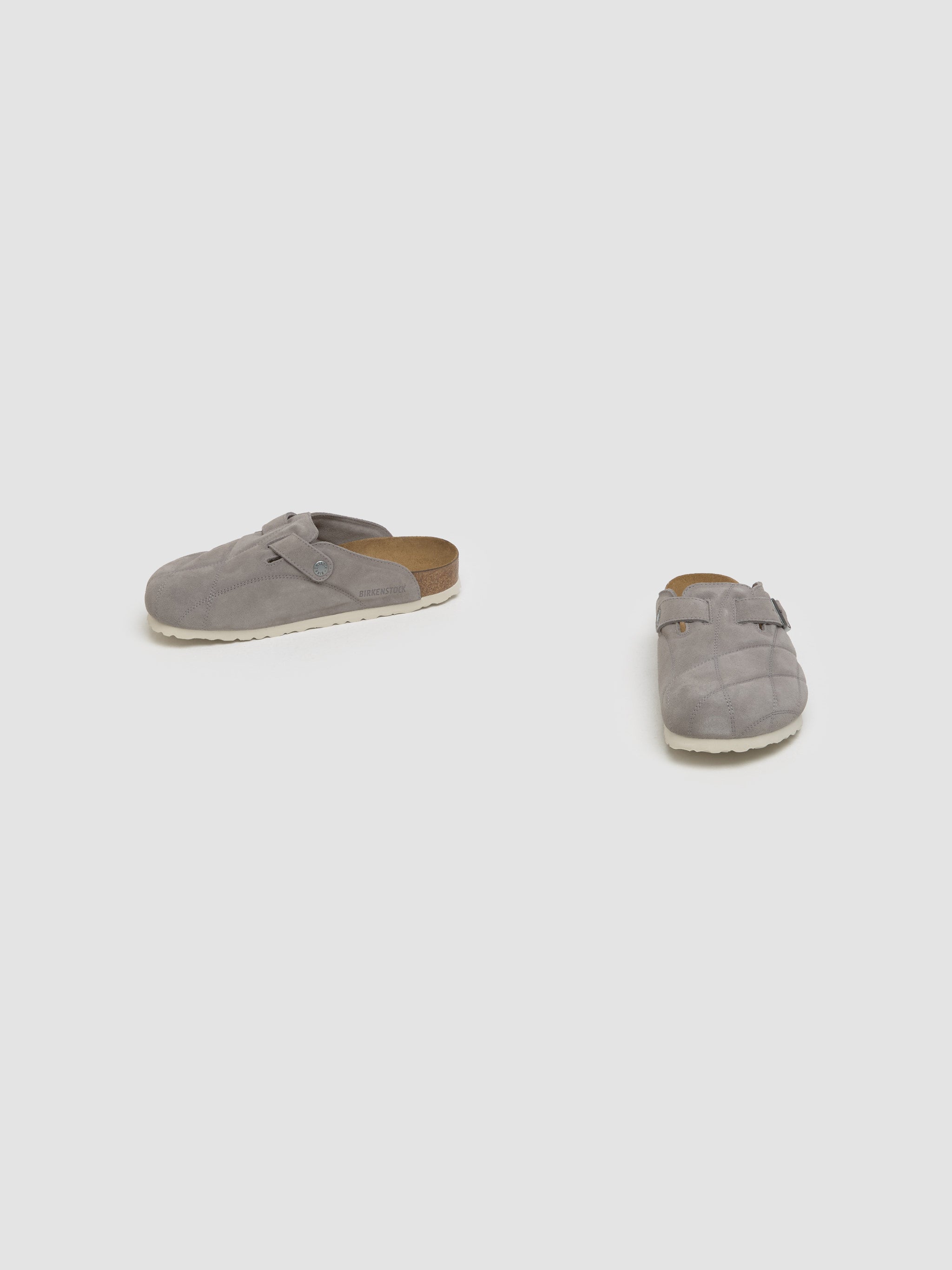 Boston Quilted Suede Clog in Stone Coin