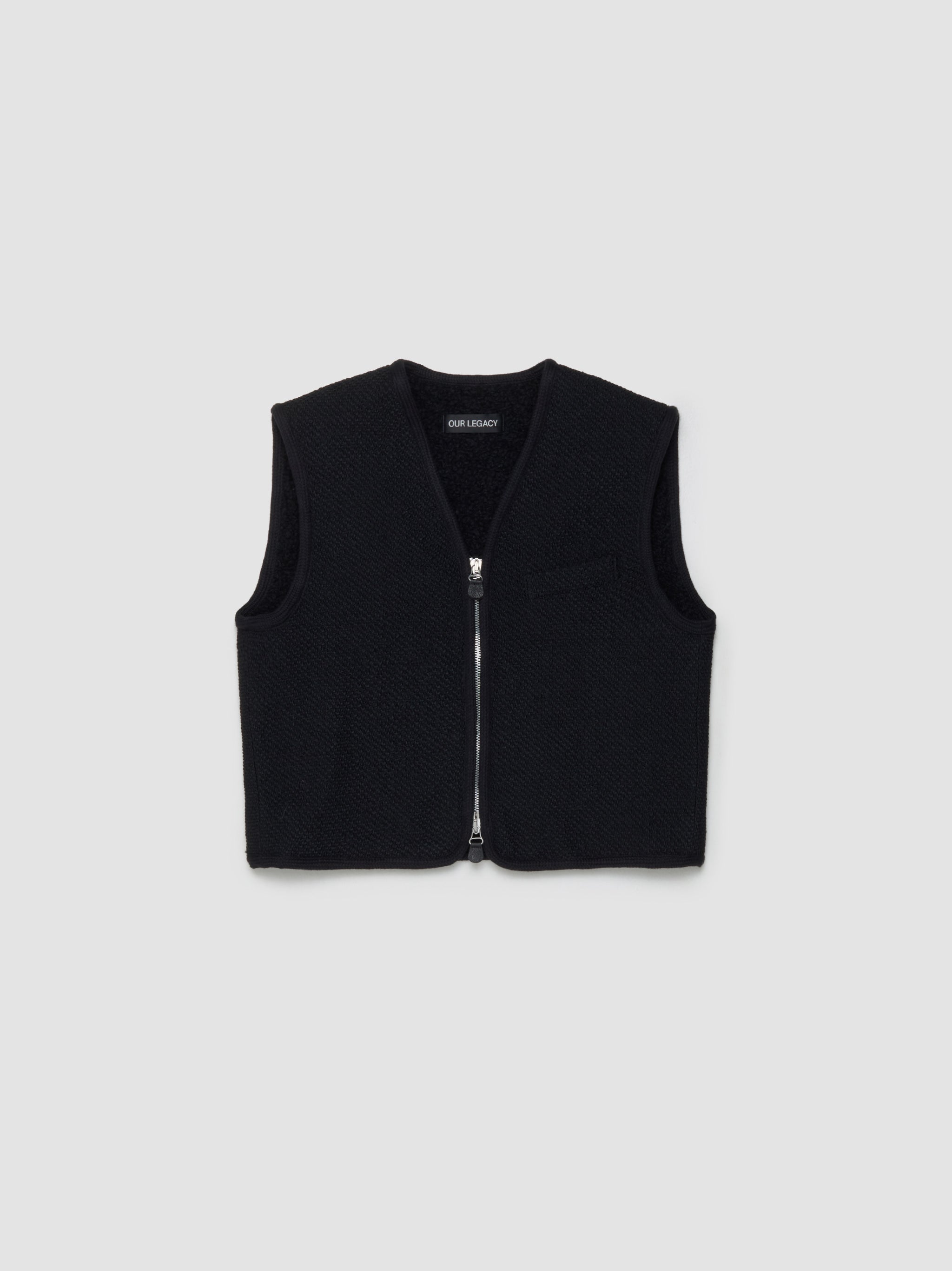 Top Vest in Evening Black Boucle Wool