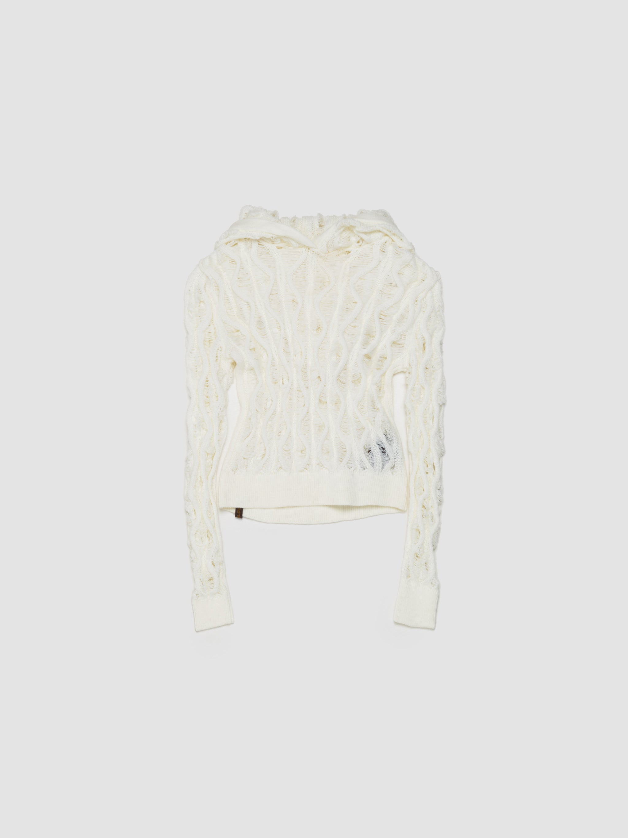 Fudgy Sloping Hoodie in Off White