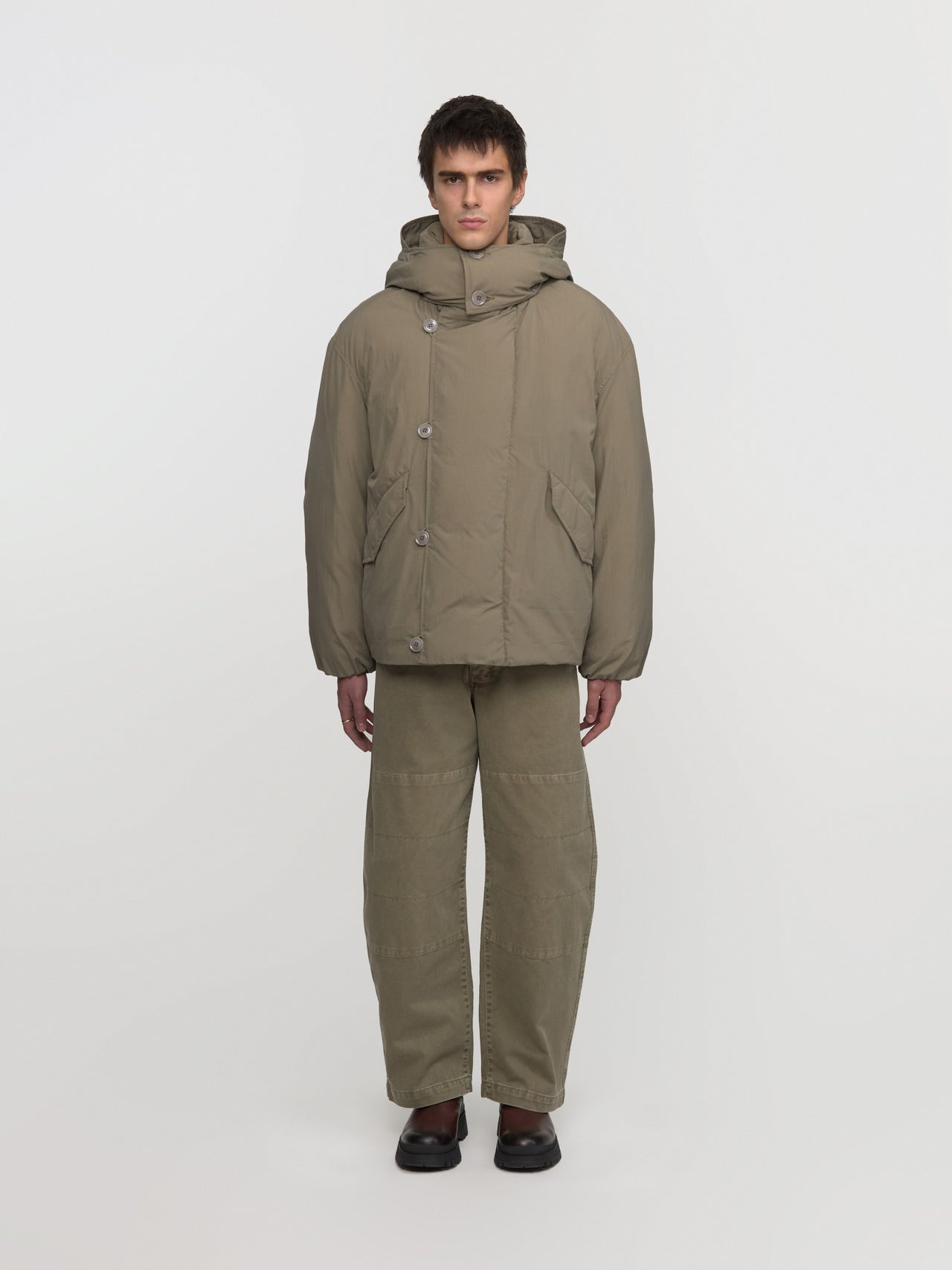 Hooded Puffer Blouson in Desert Sage