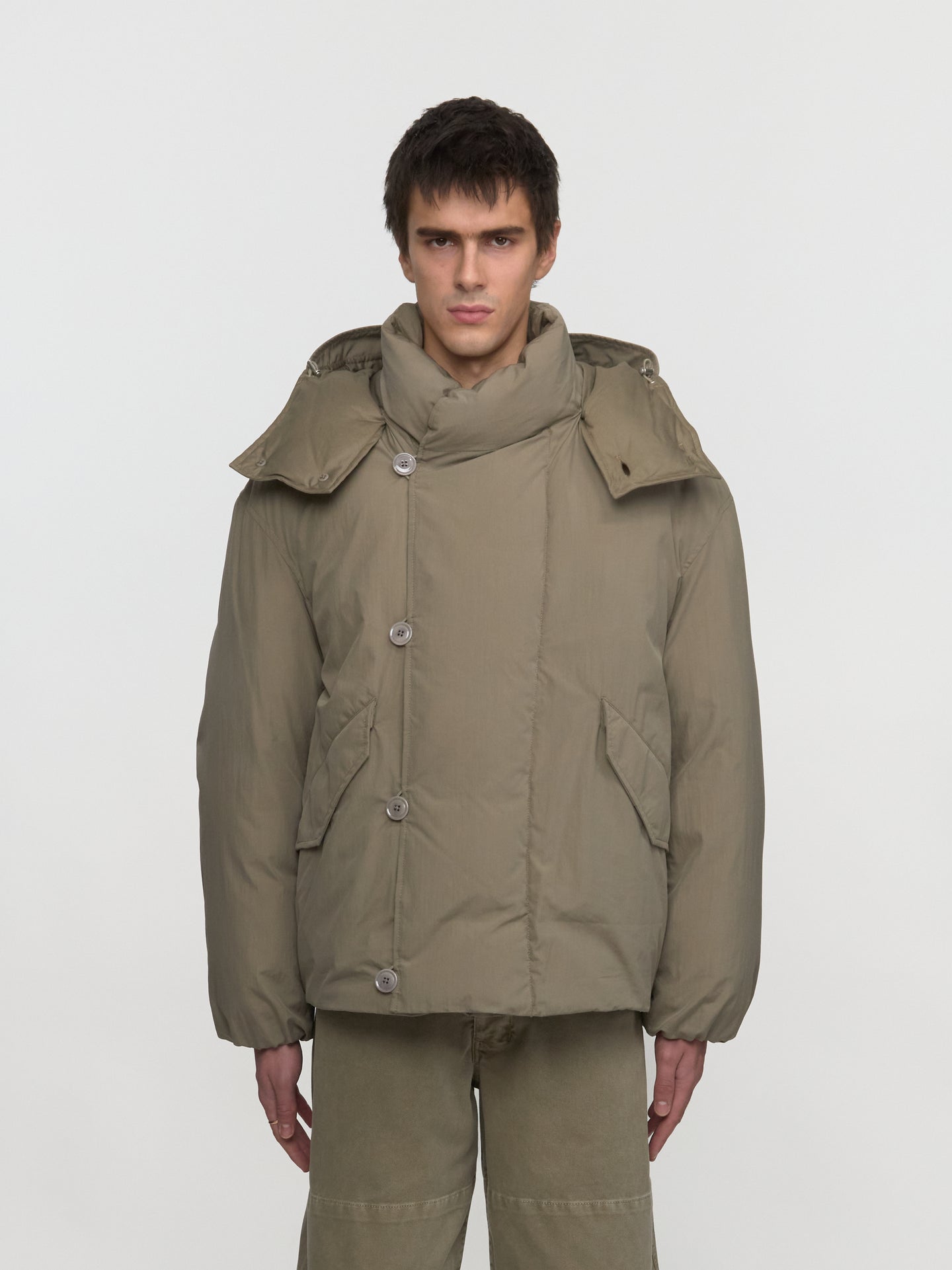 Hooded Puffer Blouson in Desert Sage