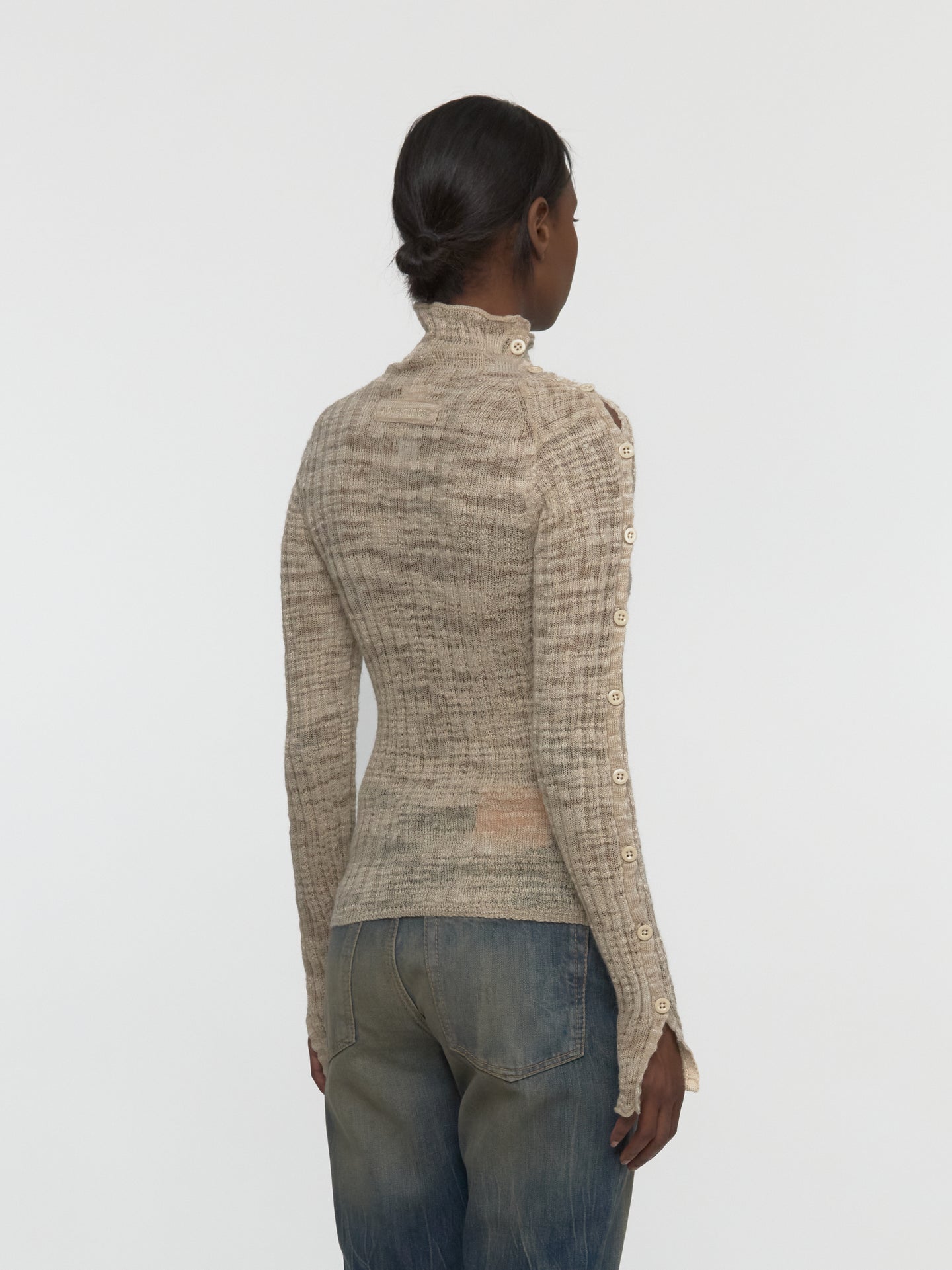 Ribbed Turtleneck in Beige