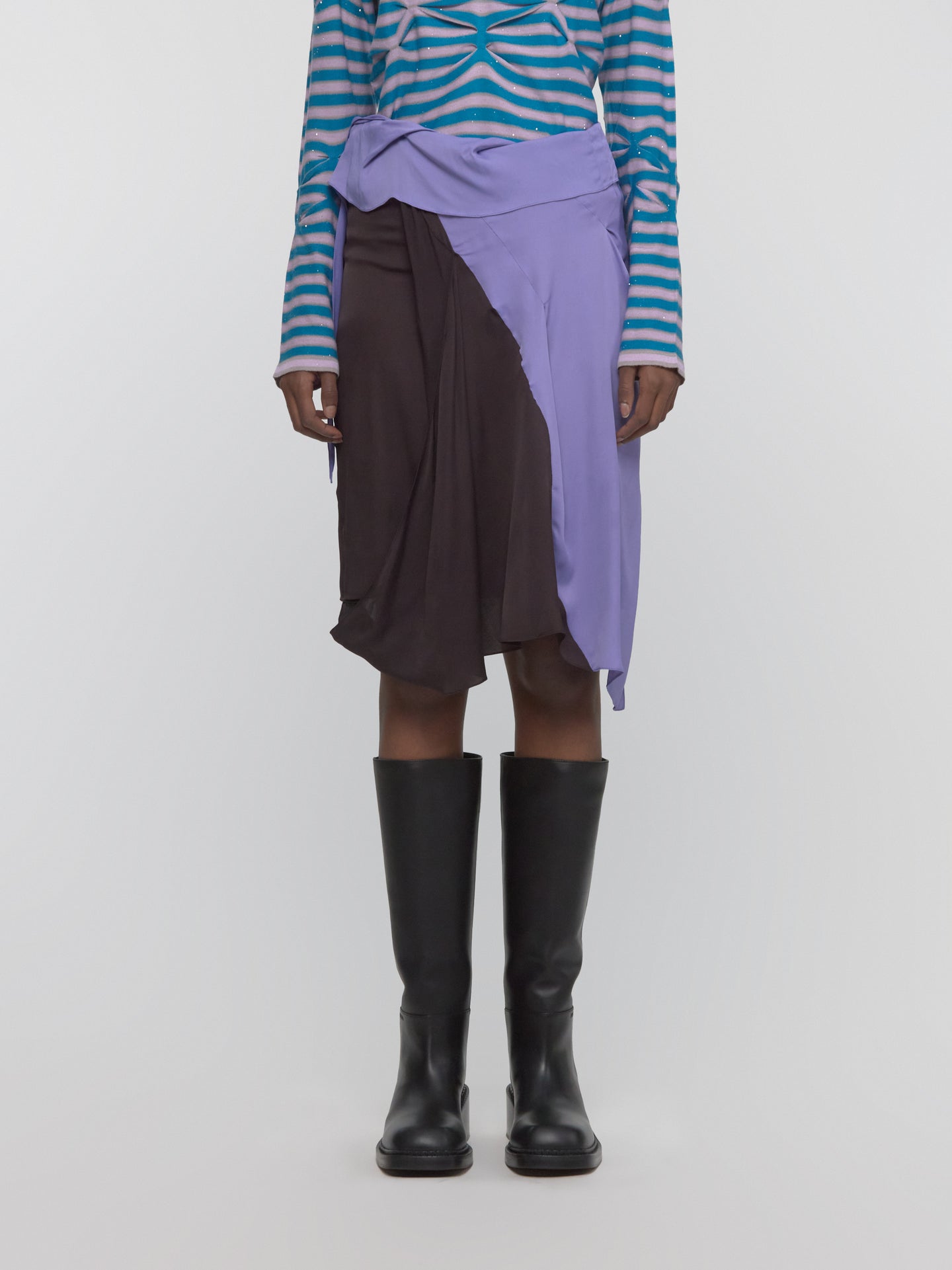 Kukri Draped Skirt in Raw Umber & Lilac