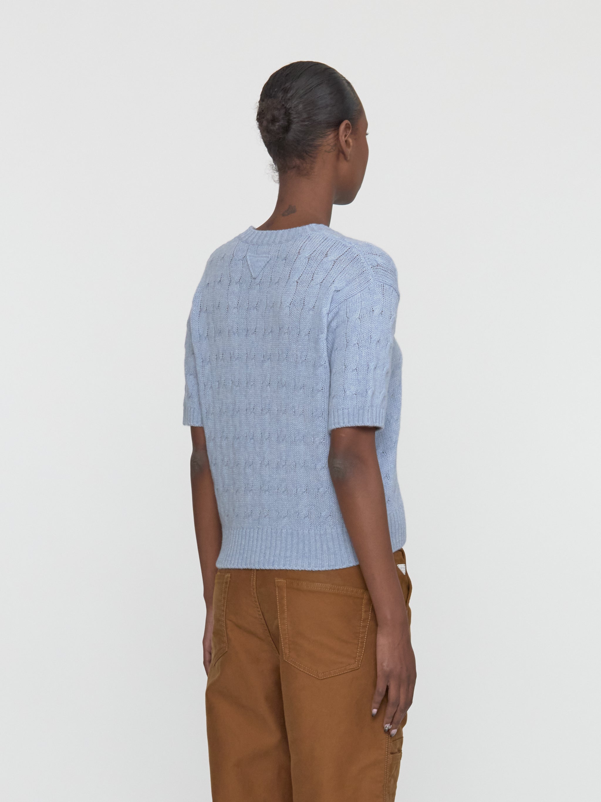 Cable-Knit Re-Cashmere Sweater in Sapphire Blue