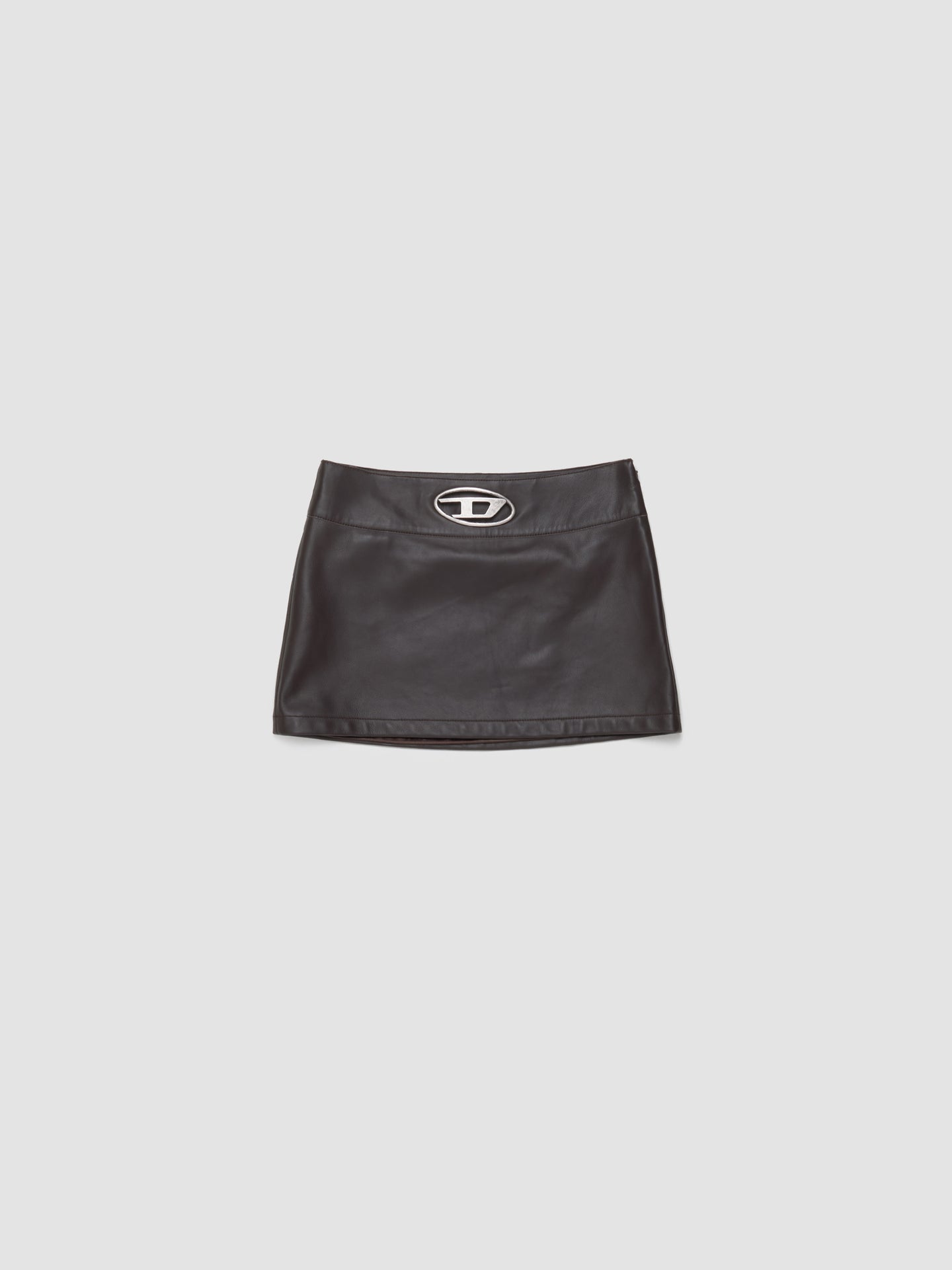 L-Dixy Leather Skirt in Chocolate Martini
