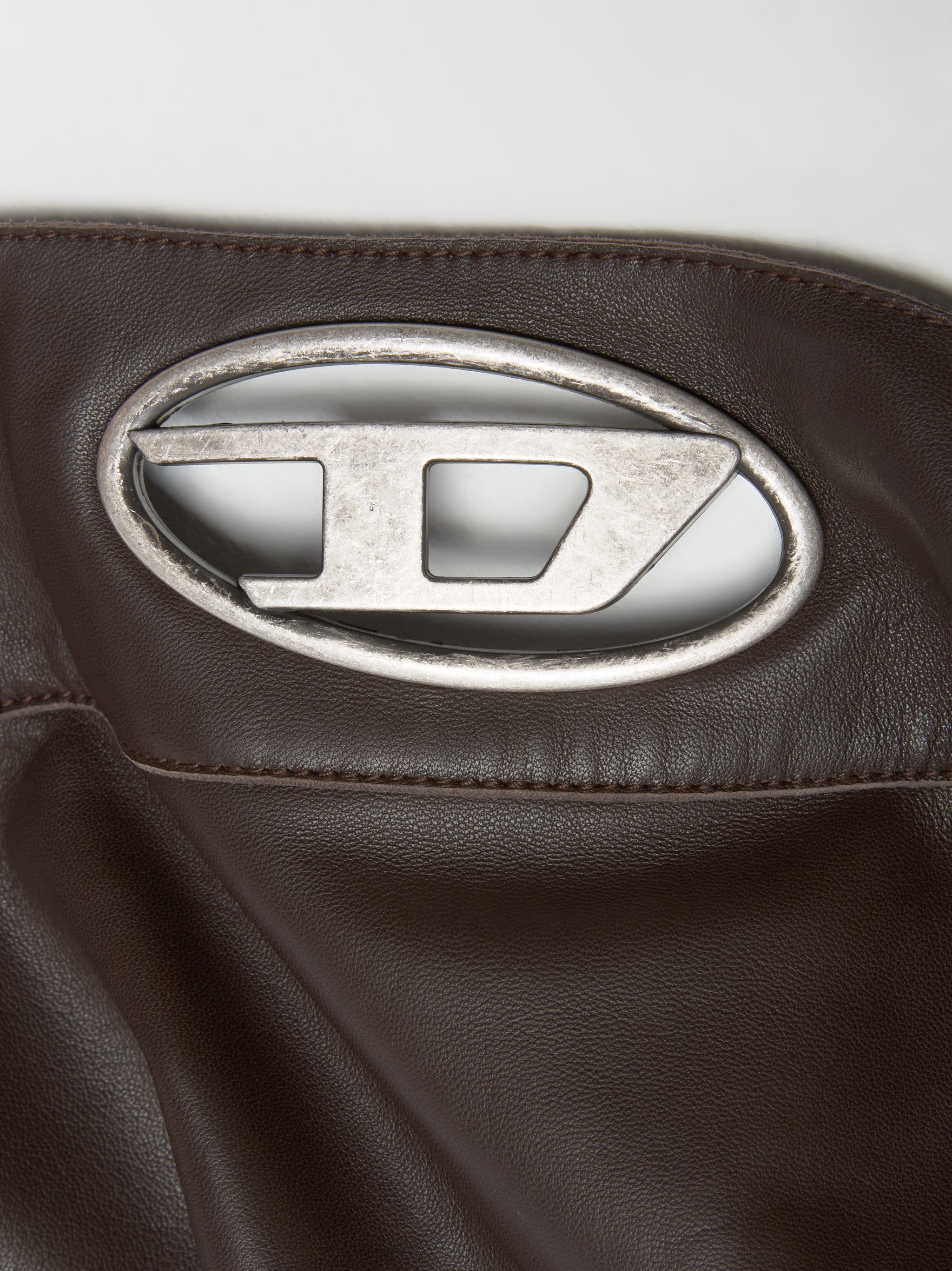 L-Dixy Leather Skirt in Chocolate Martini