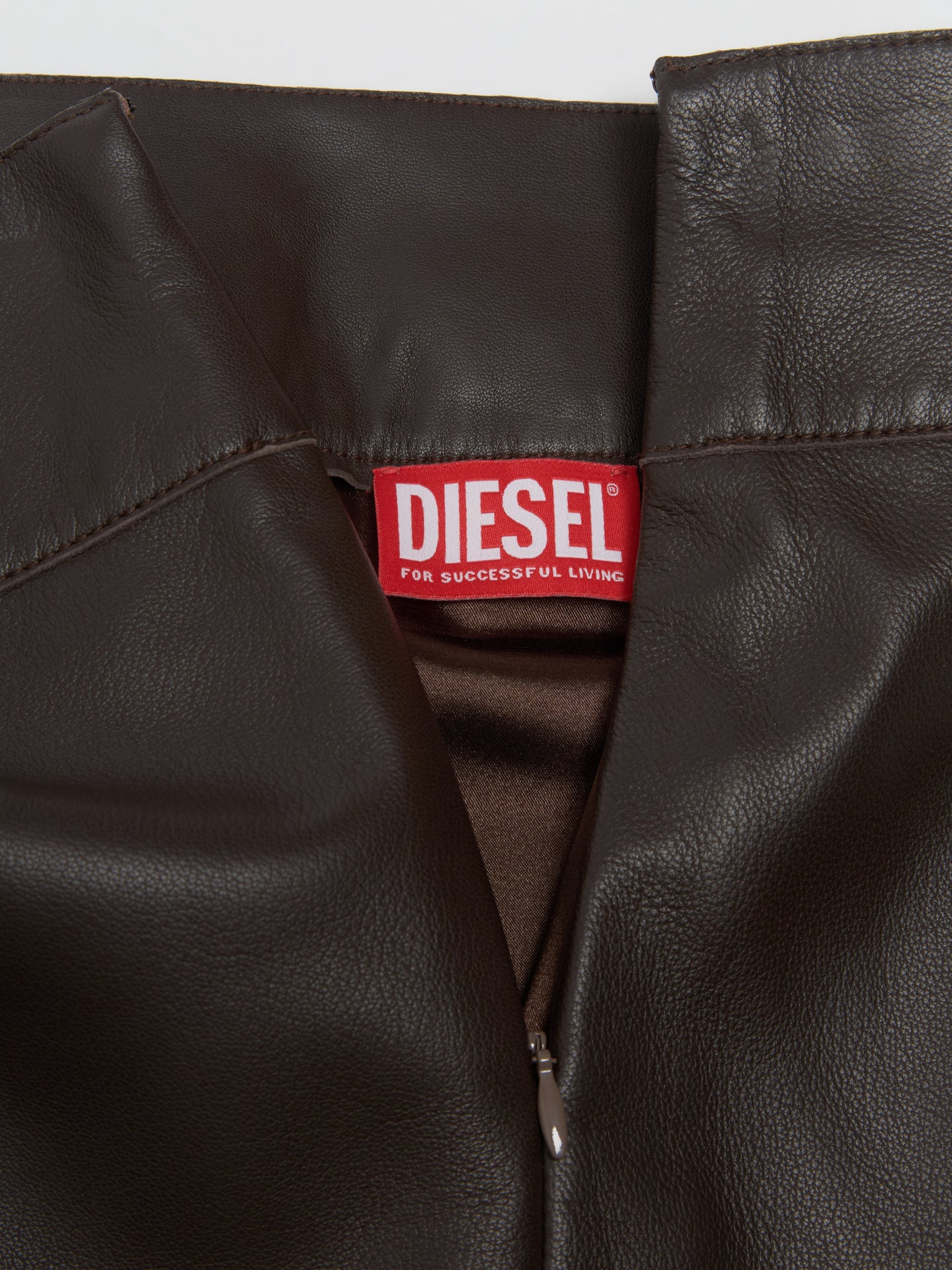L-Dixy Leather Skirt in Chocolate Martini