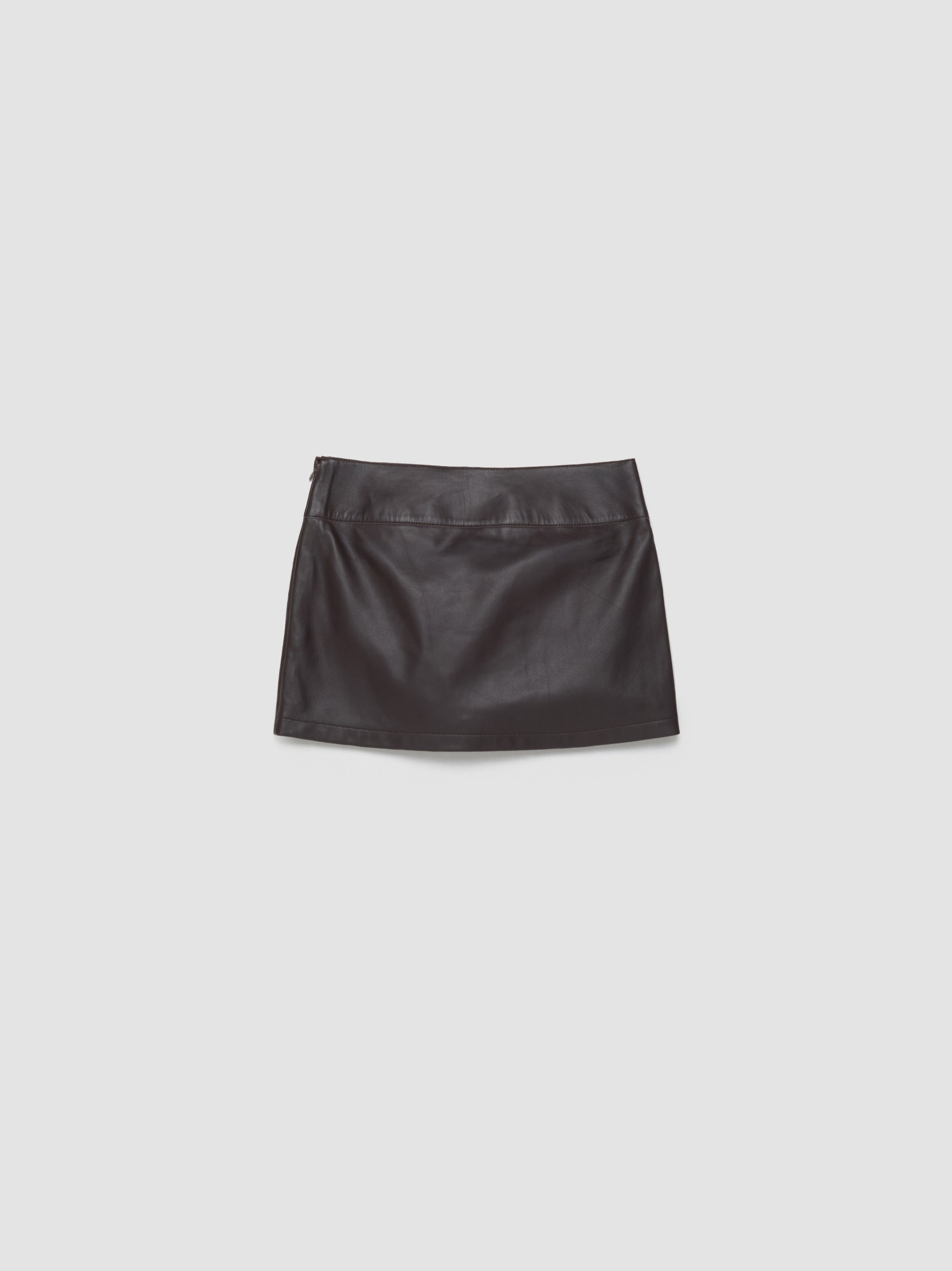 L-Dixy Leather Skirt in Chocolate Martini