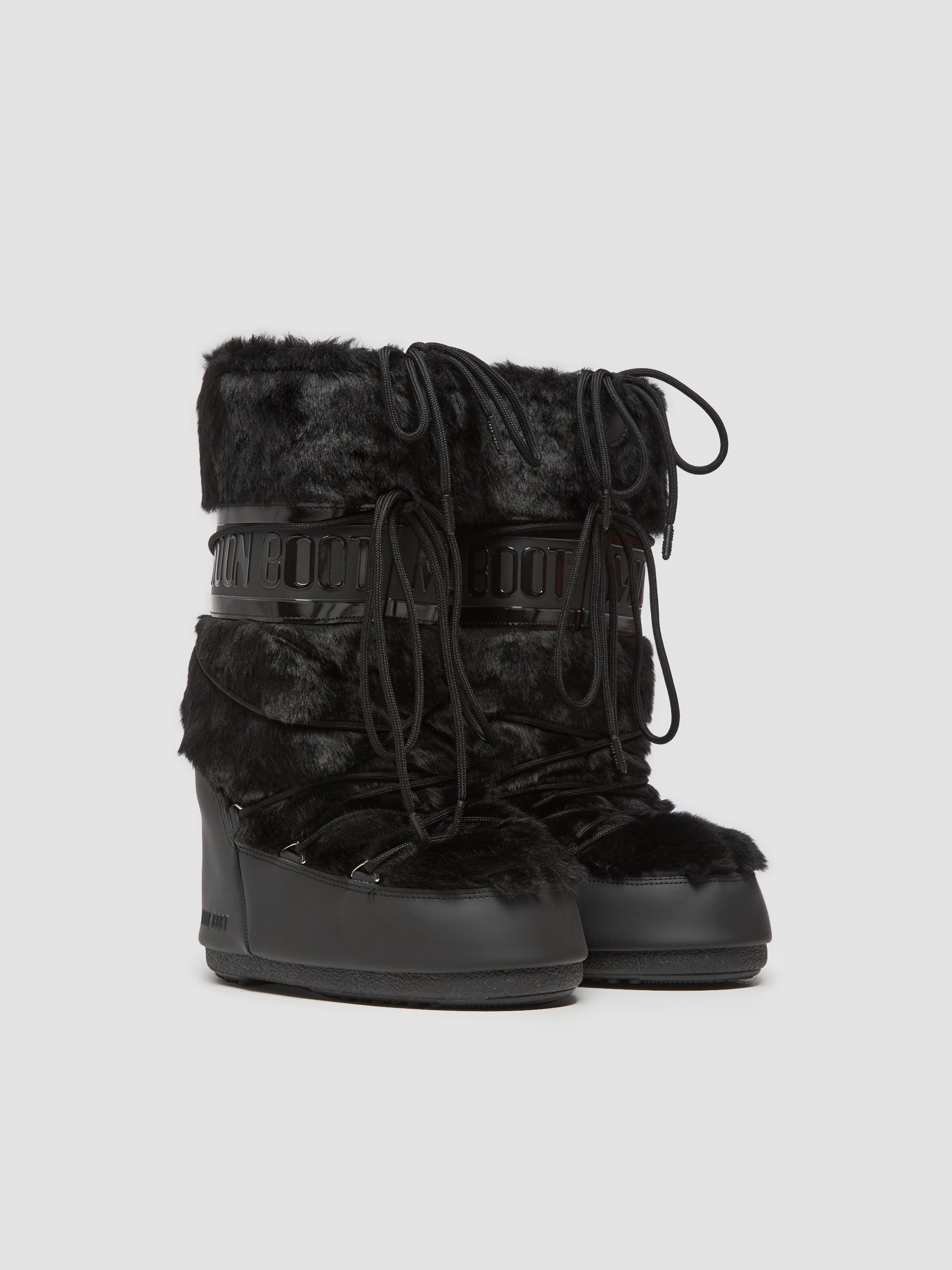 Moon Boot Icon Faux Fur in Black