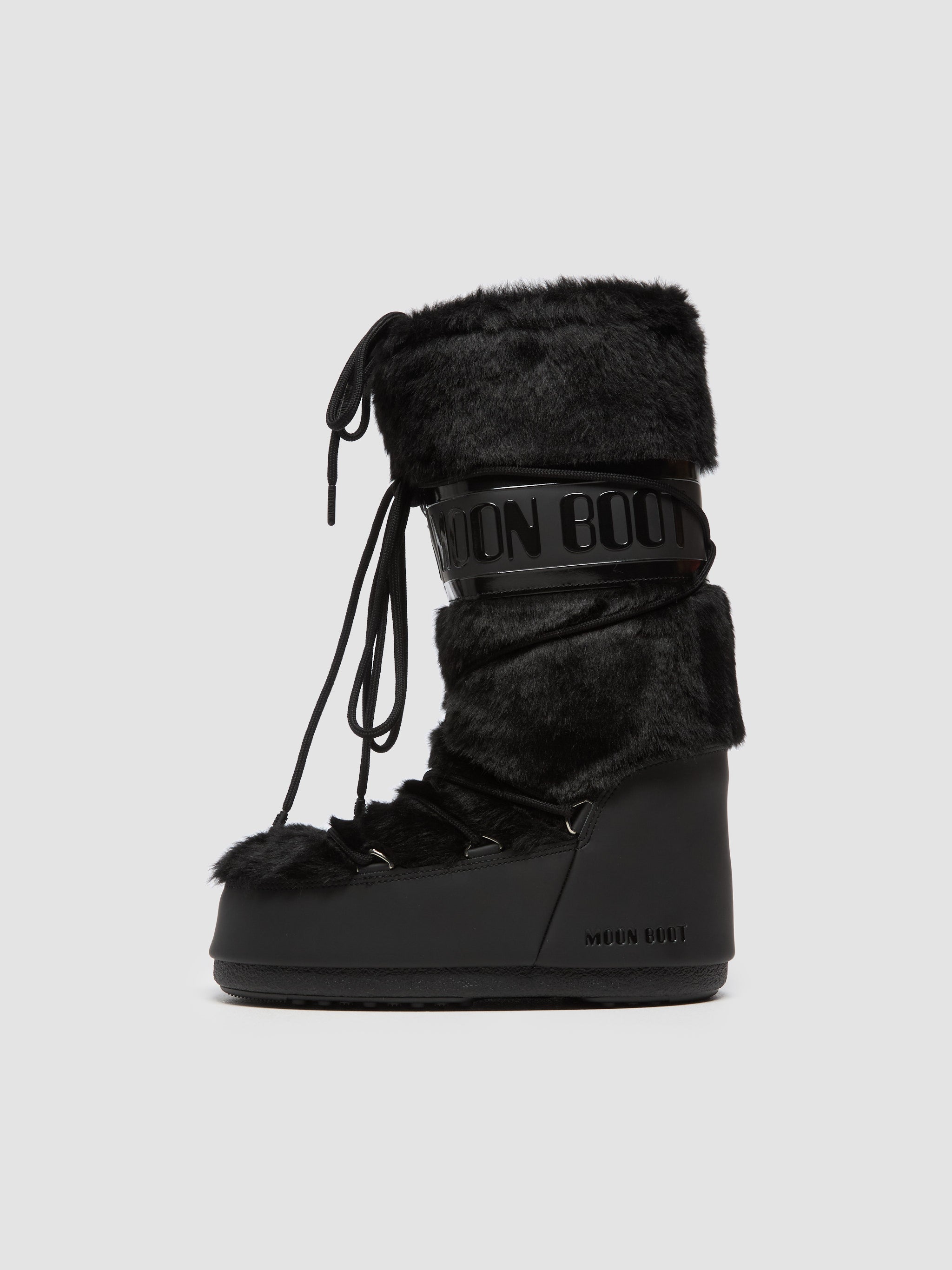 Moon Boot Icon Faux Fur in Black