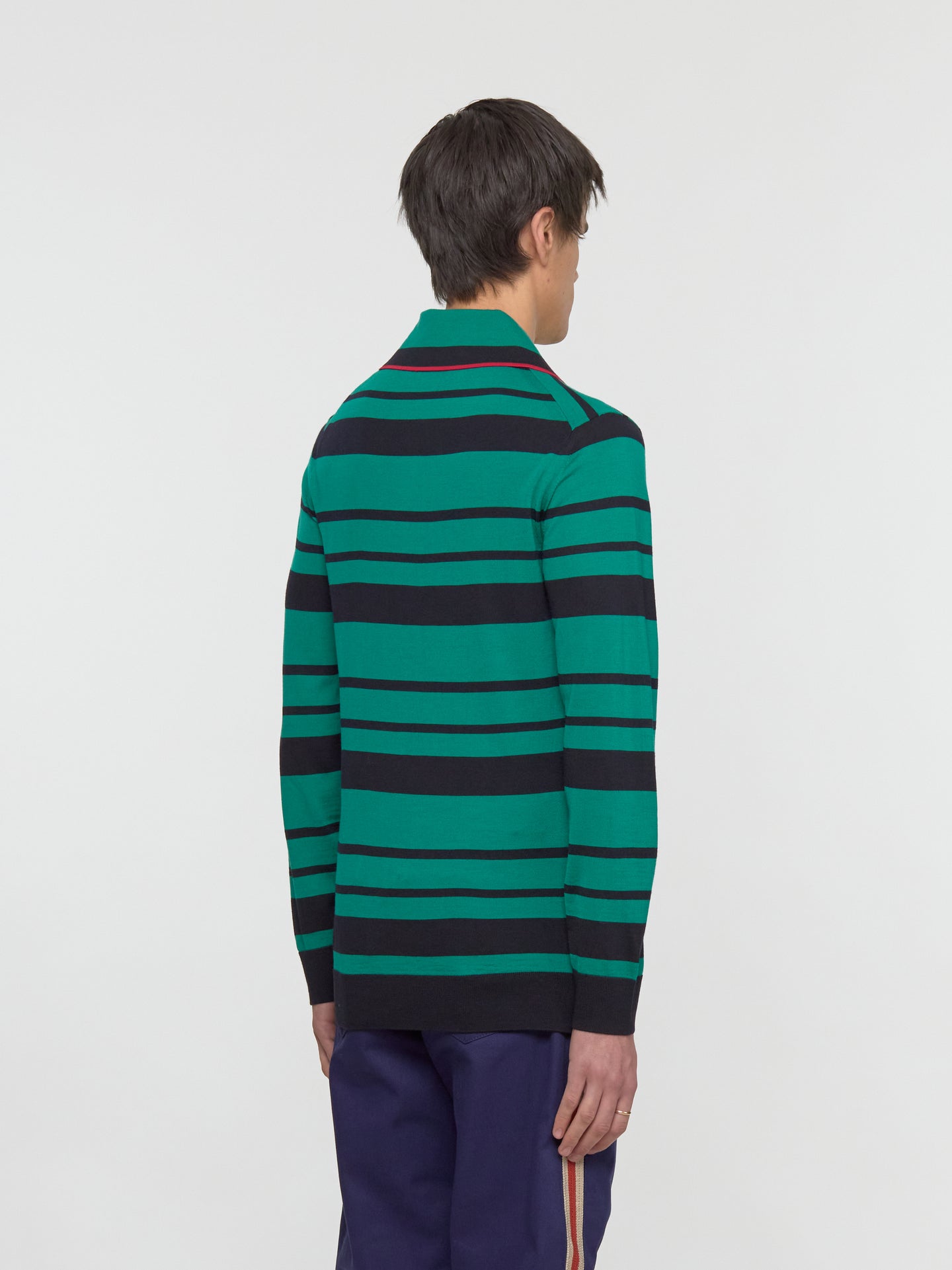 Sitar Knit Top in Green & Navy