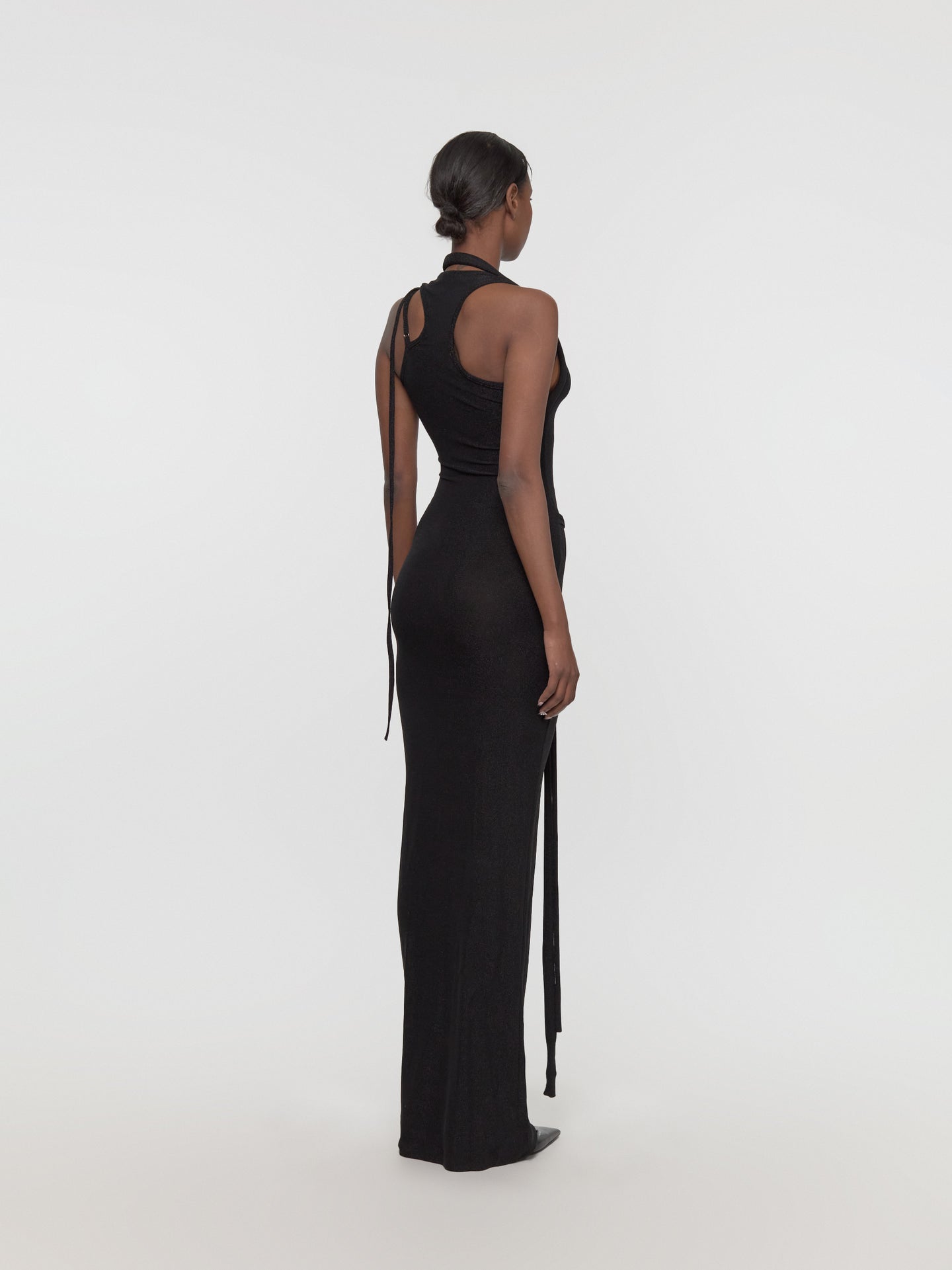 Layered Cut Out Maxi Dress in Black