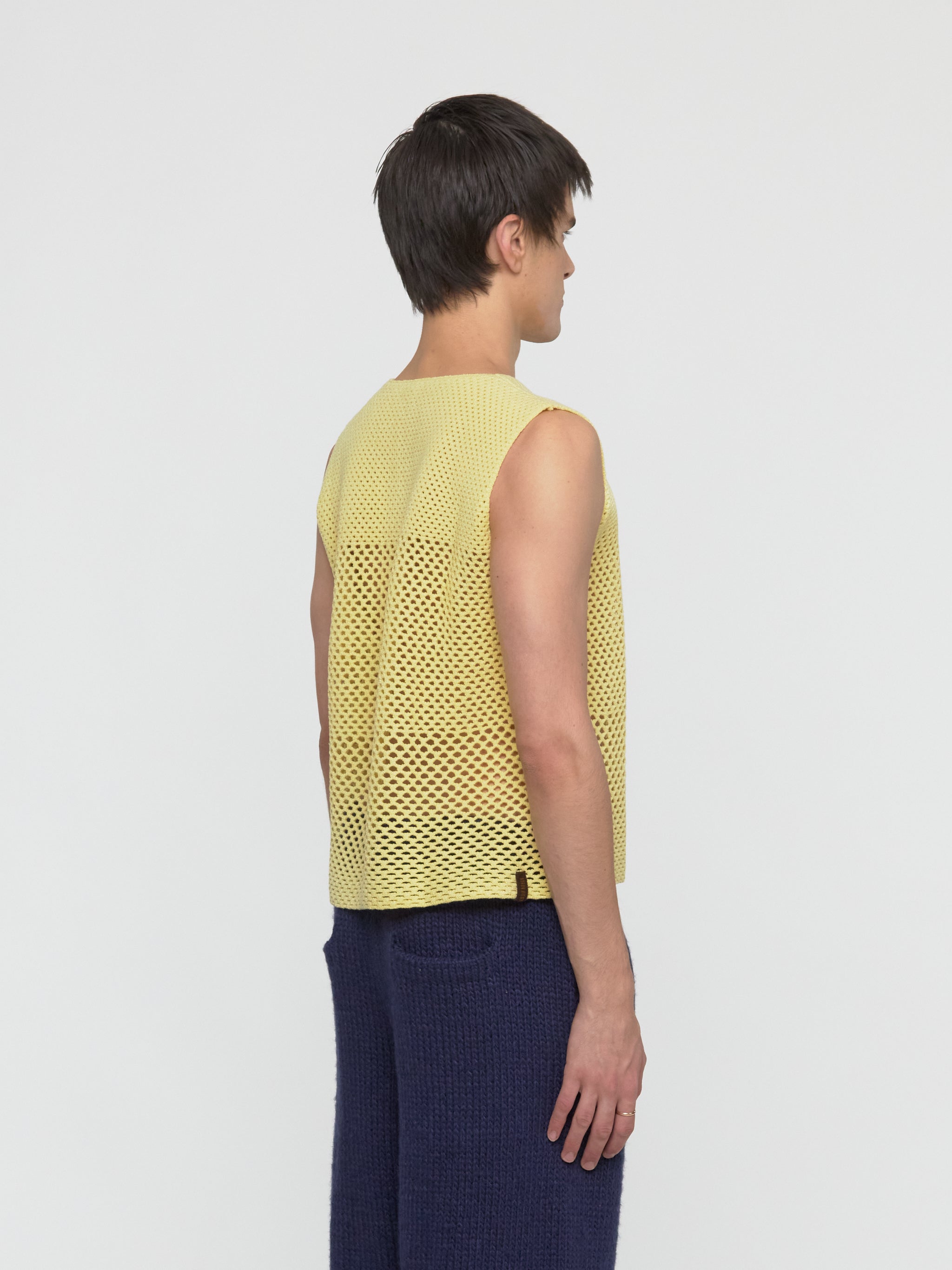 Solid Fishnet Tank Top in Lemon