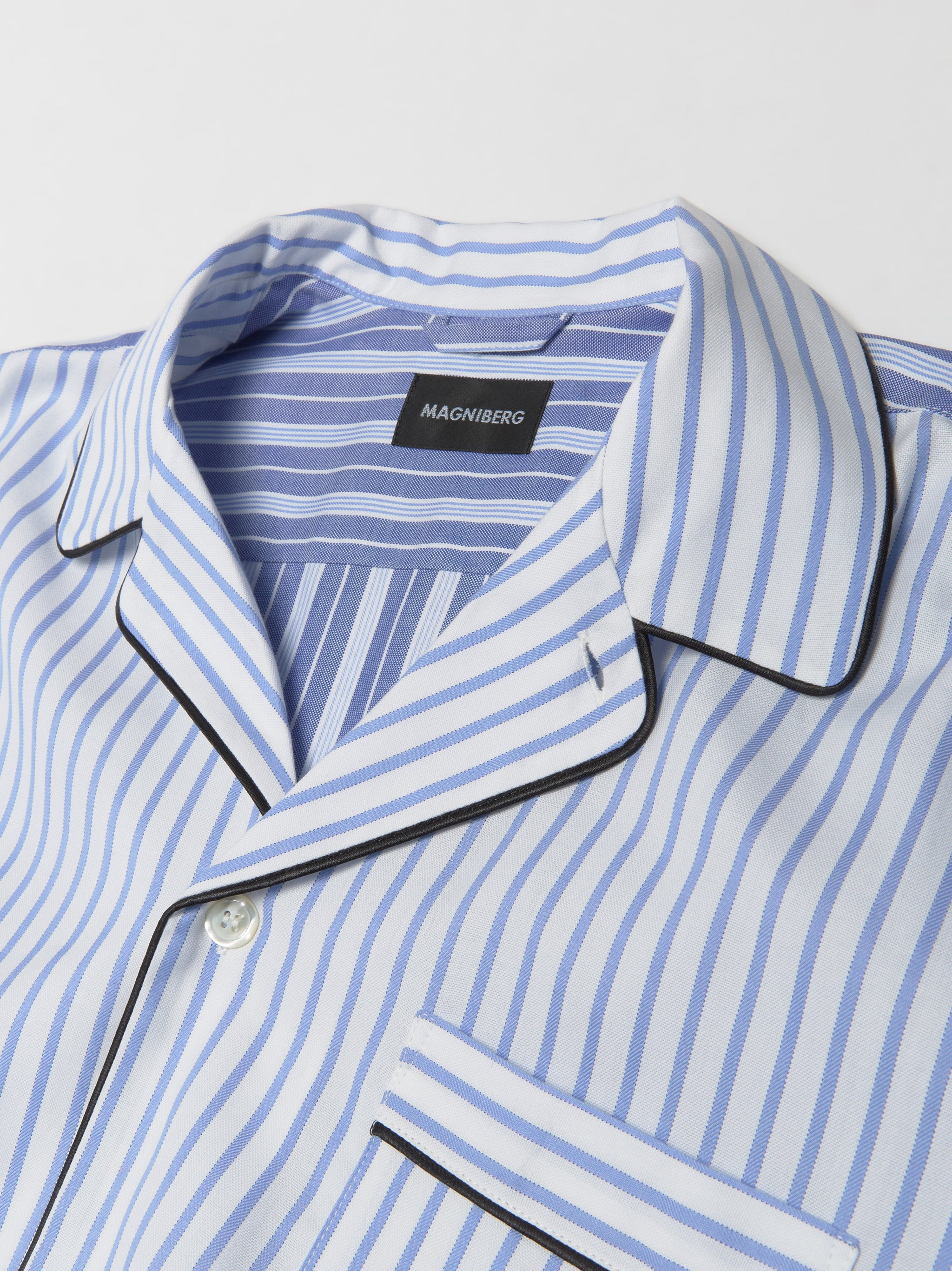 Wall Street Short Sleeve Shirt  in Blue Stripes Two