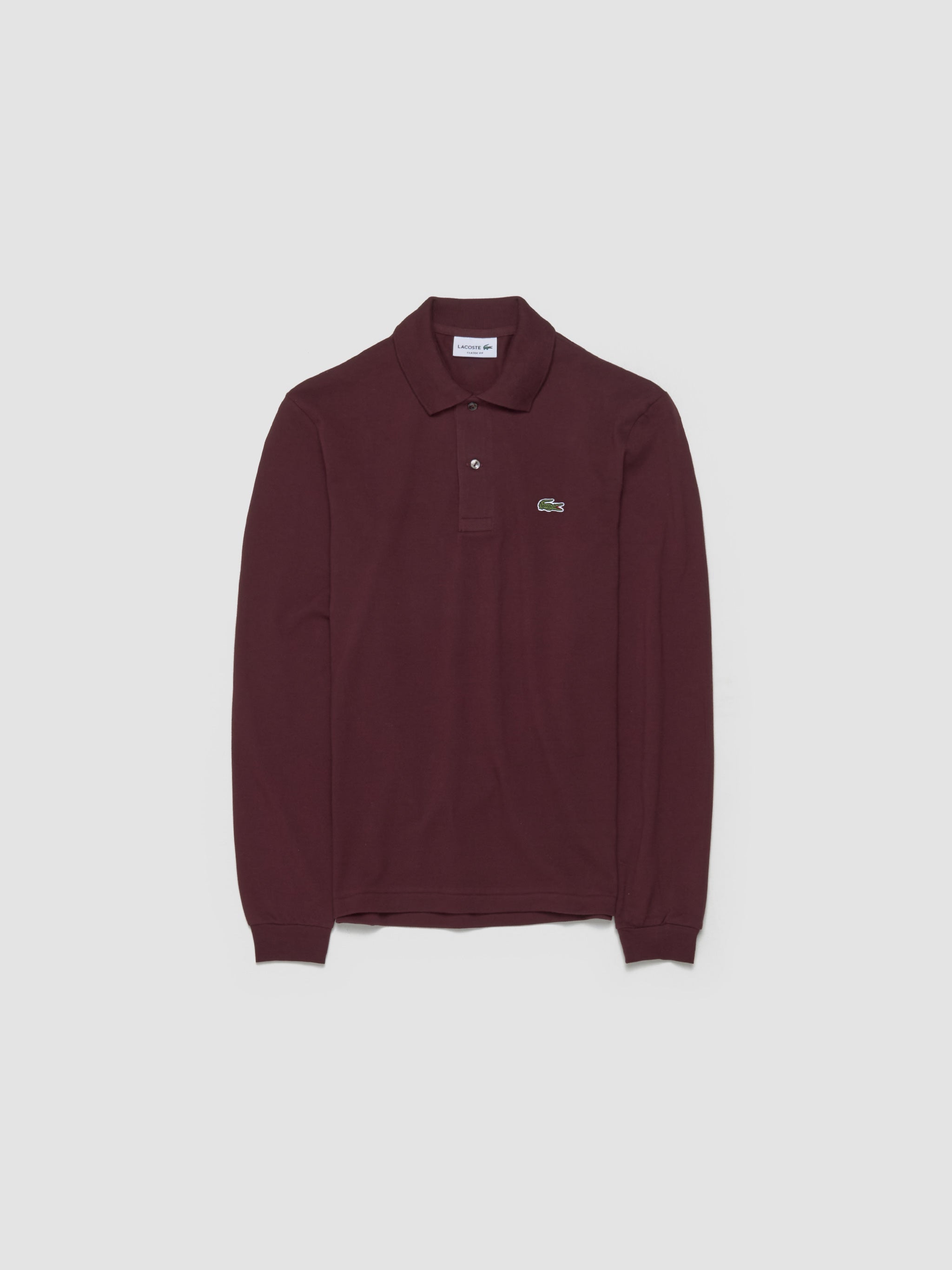 Long Sleeved Polo in Burgundy