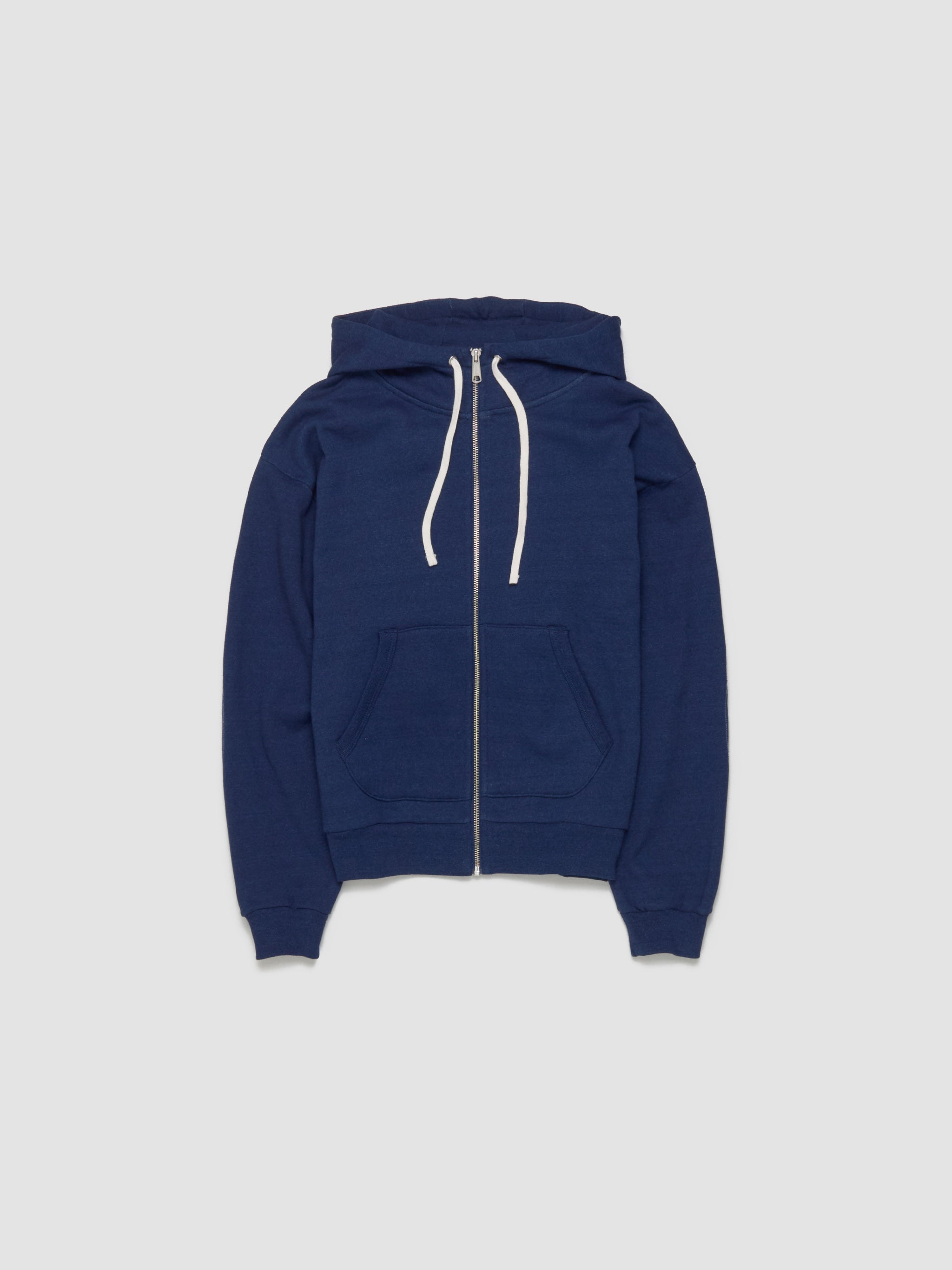 Padded Elbow Zip-Up Hoodie in Indigo