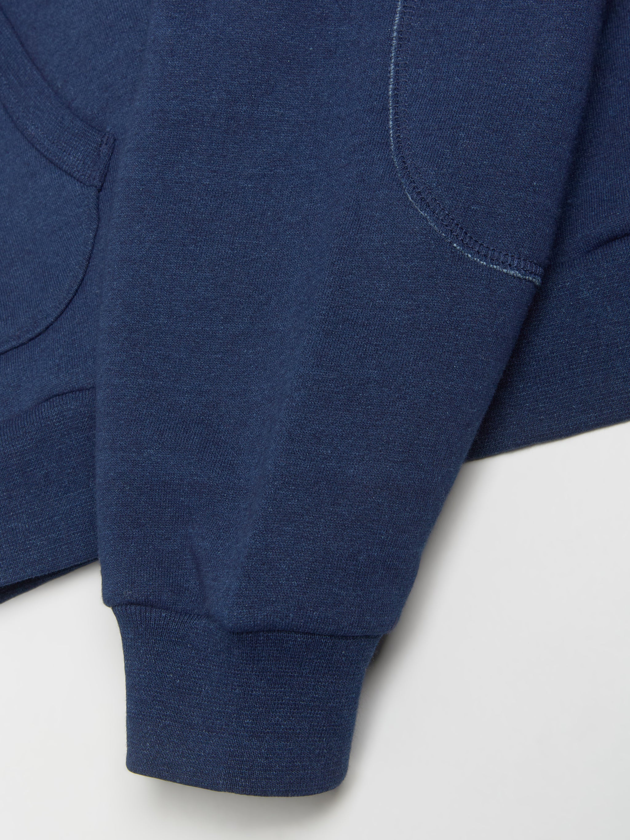 Padded Elbow Zip-Up Hoodie in Indigo