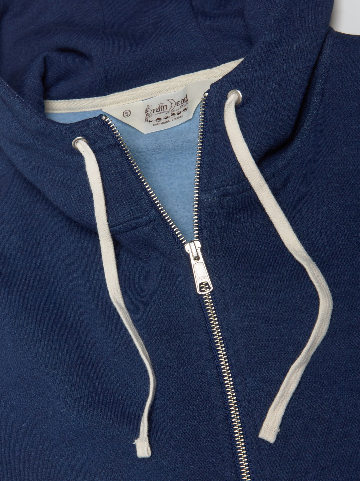 Padded Elbow Zip-Up Hoodie in Indigo