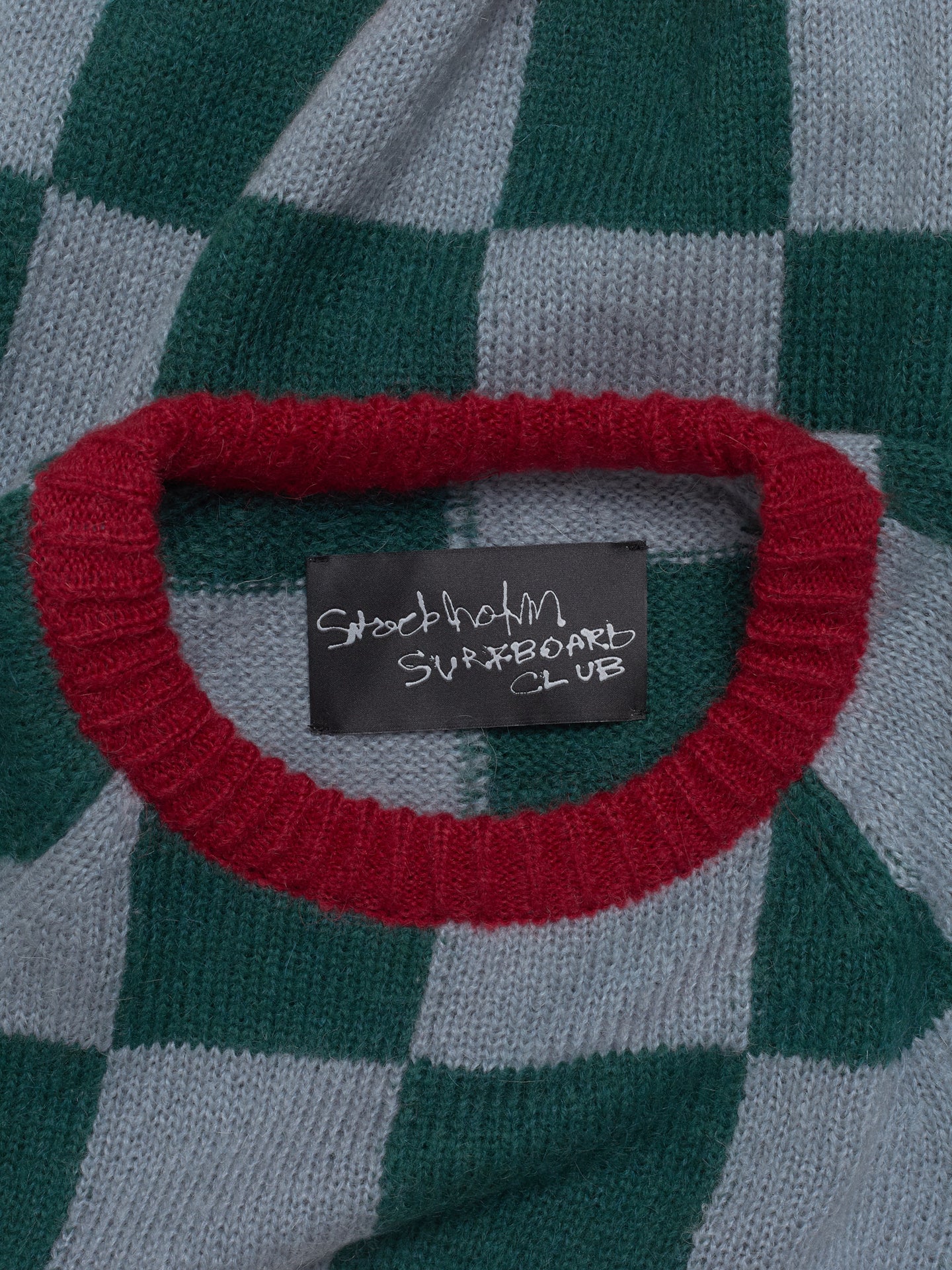 Rag Check Sweater in Green Blue Check