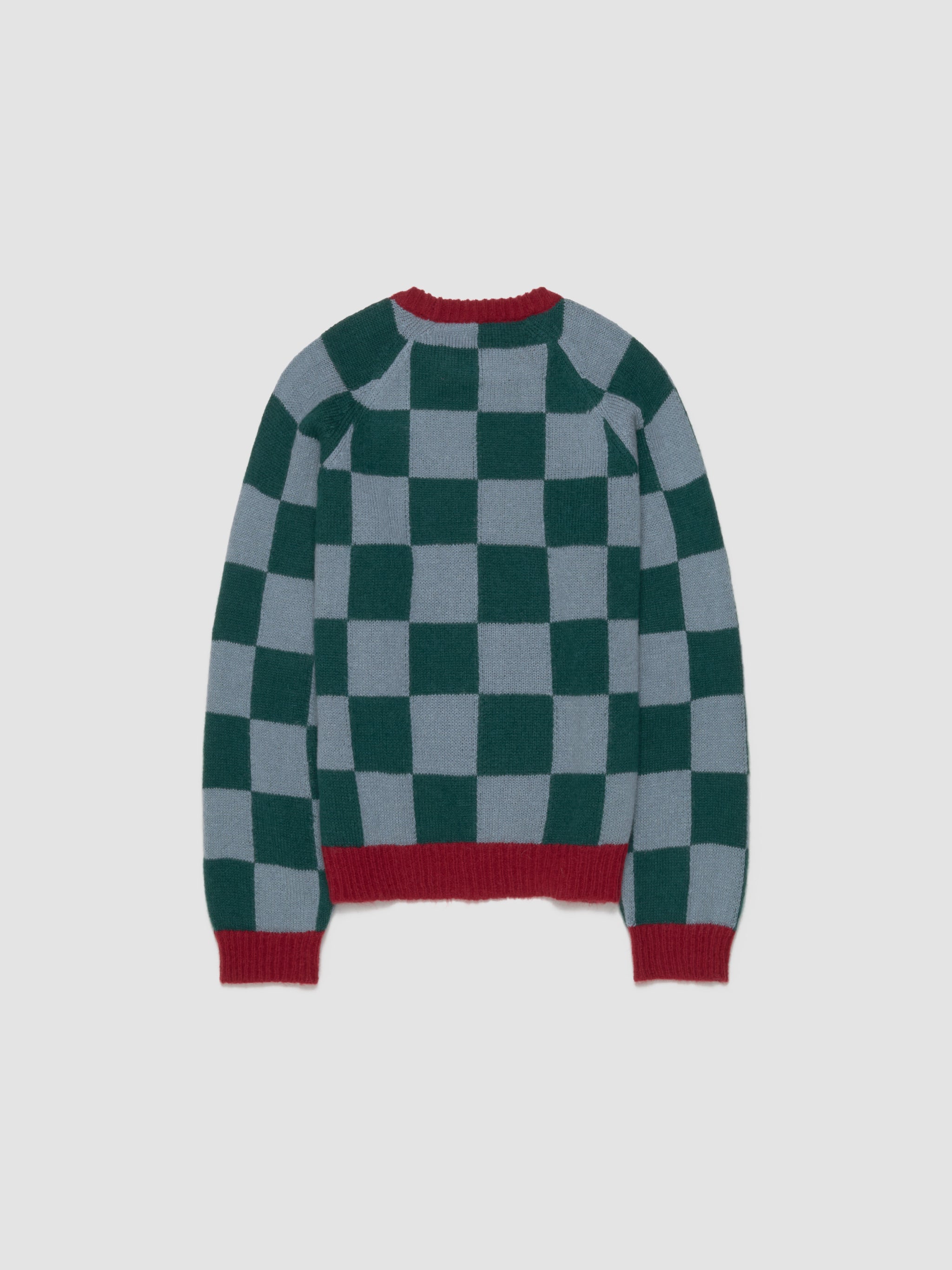 Rag Check Sweater in Green Blue Check