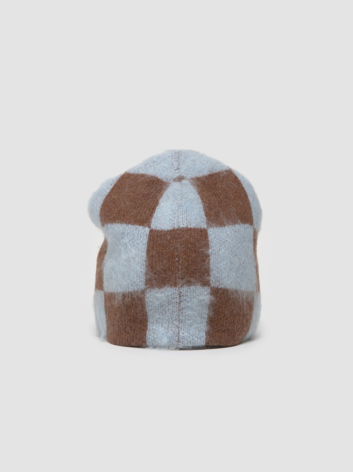 Gas Reversible Beanie in Blue Brown Check