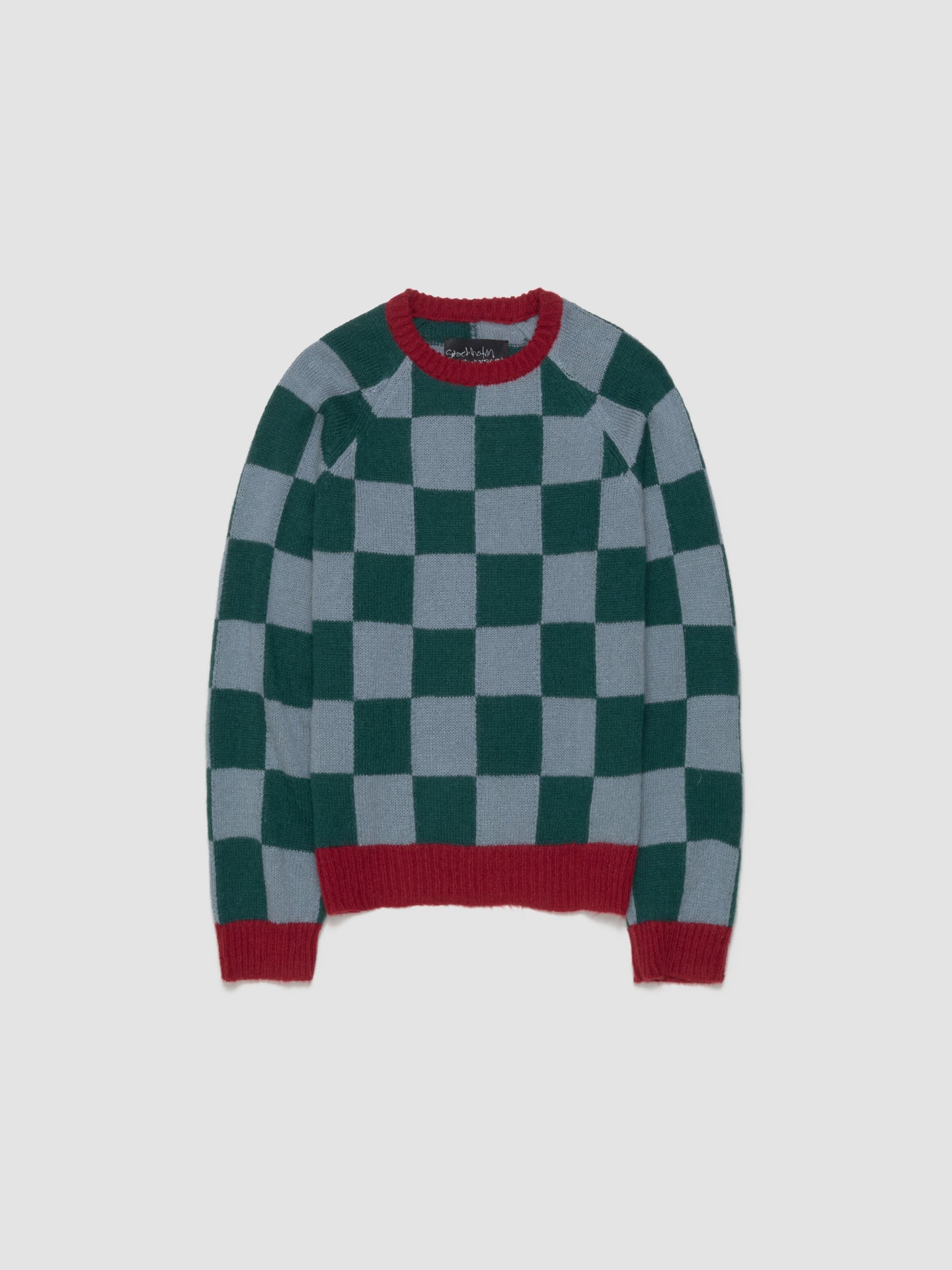 Rag Check Sweater in Green Blue Check