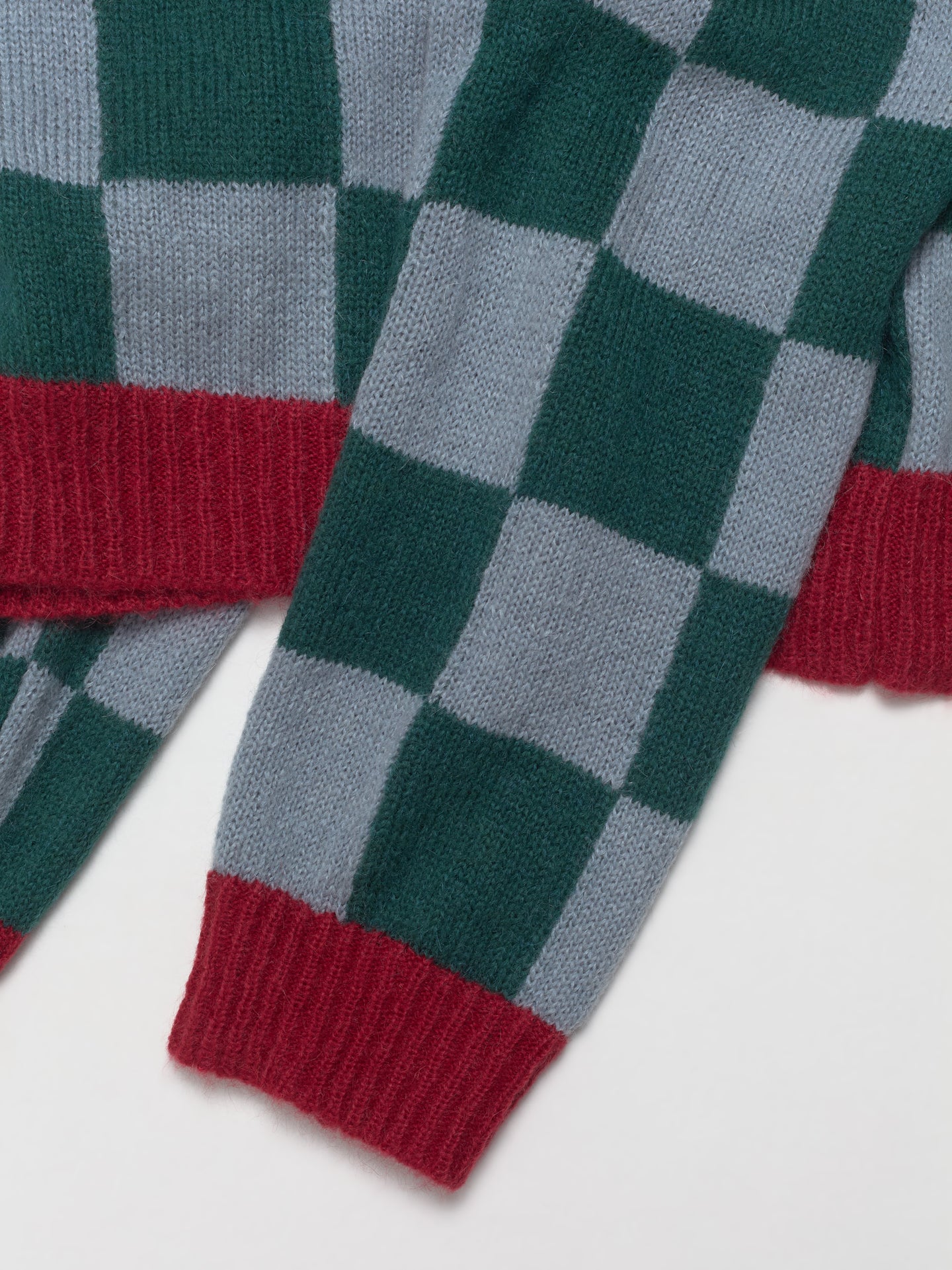 Rag Check Sweater in Green Blue Check