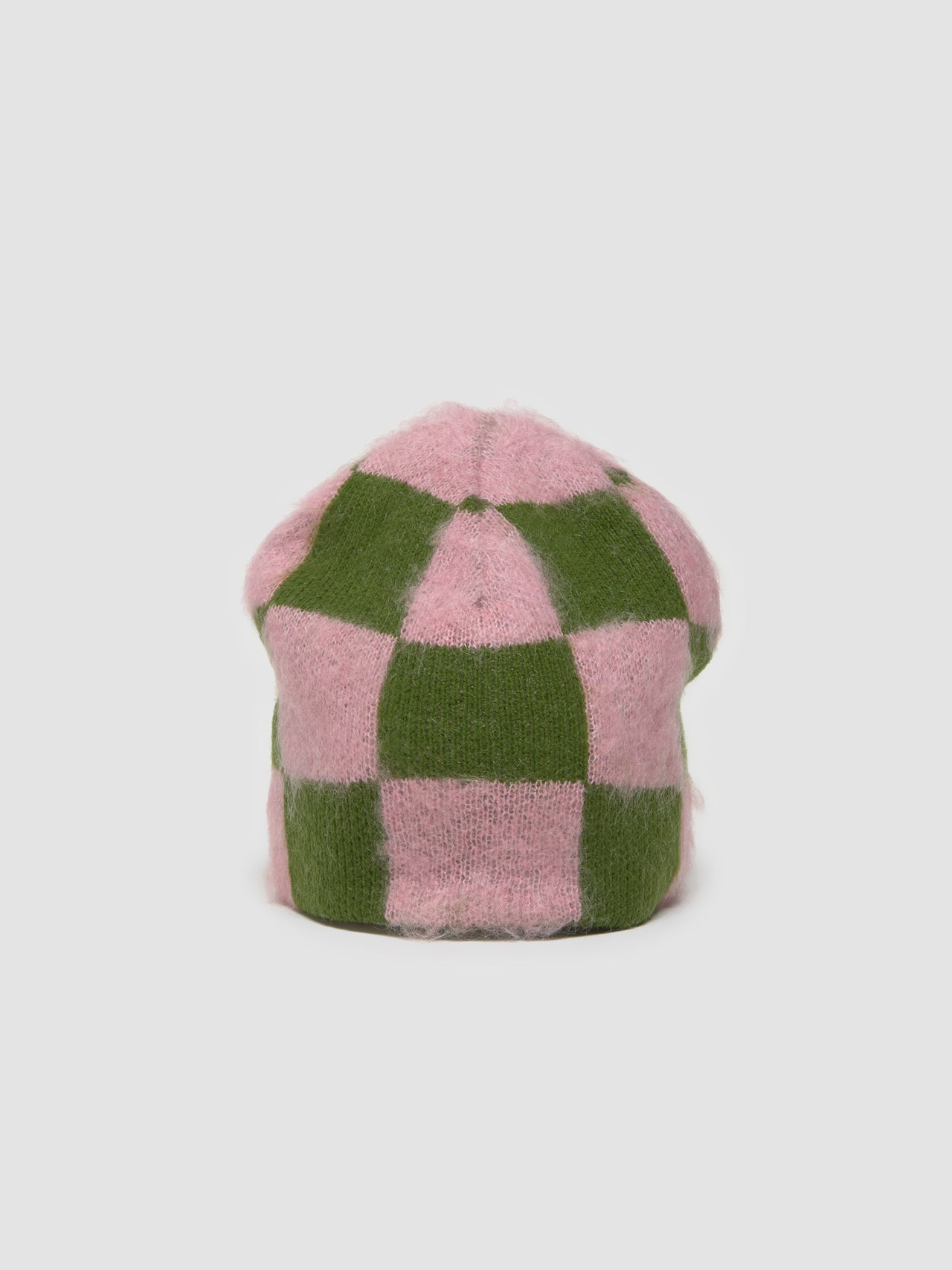 Gas Reversible Beanie in Green Pink Check