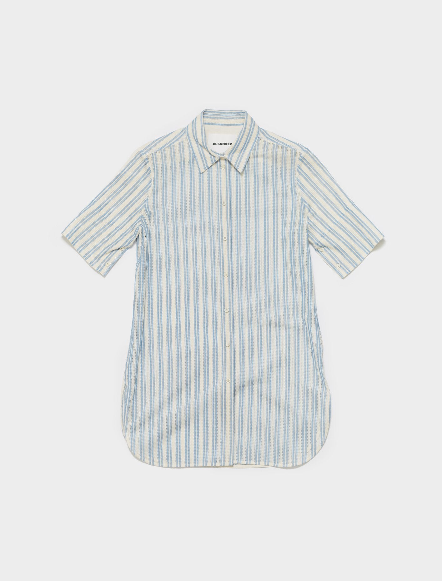 Short Sleeved Striped Shirt in Open Blue