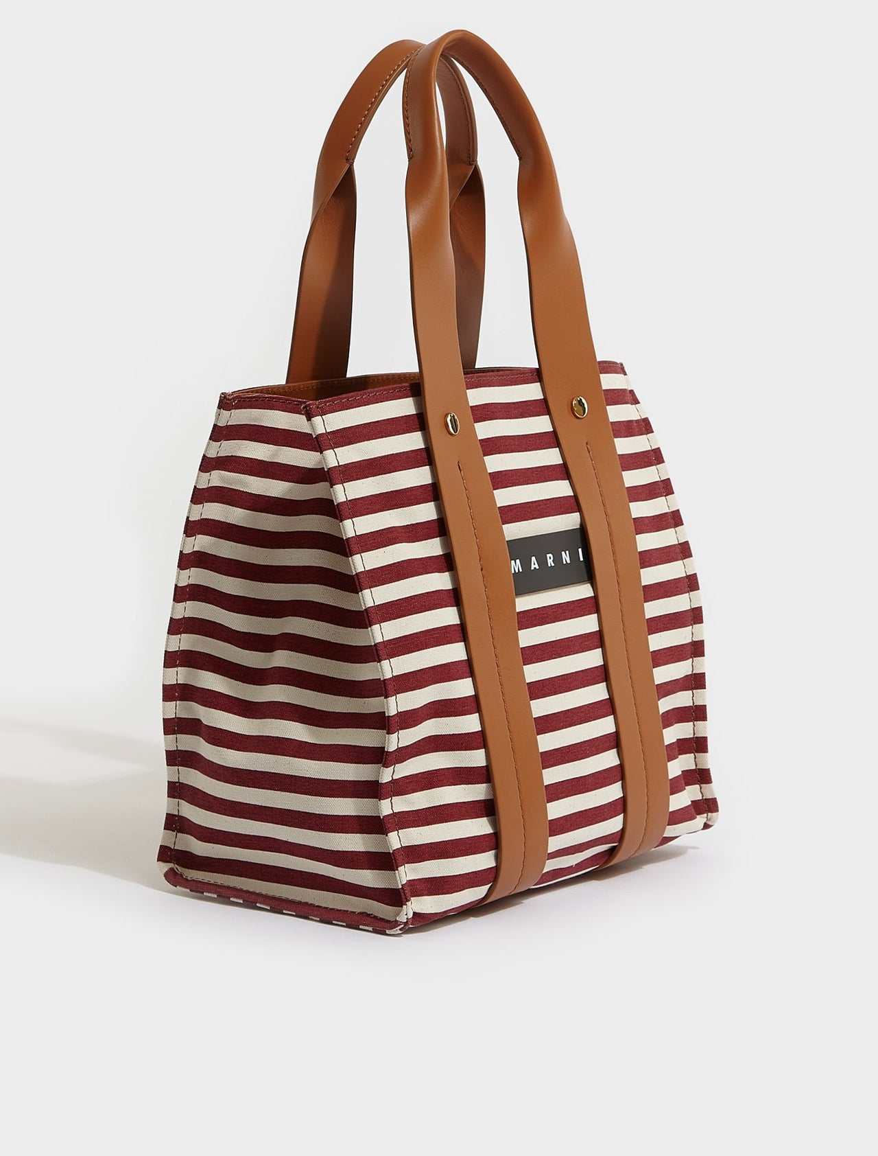 Striped Shopping Bag in Burgundy & Cinnamon