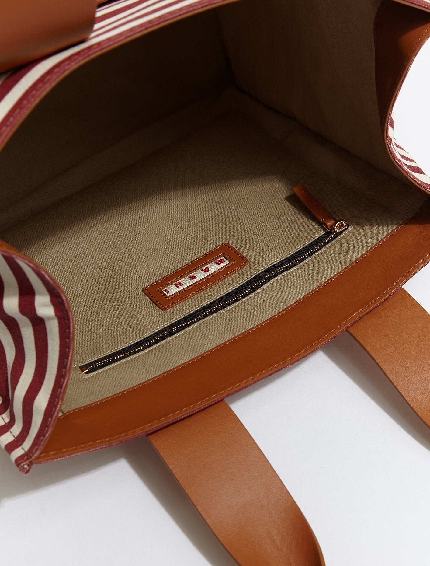 Striped Shopping Bag in Burgundy & Cinnamon