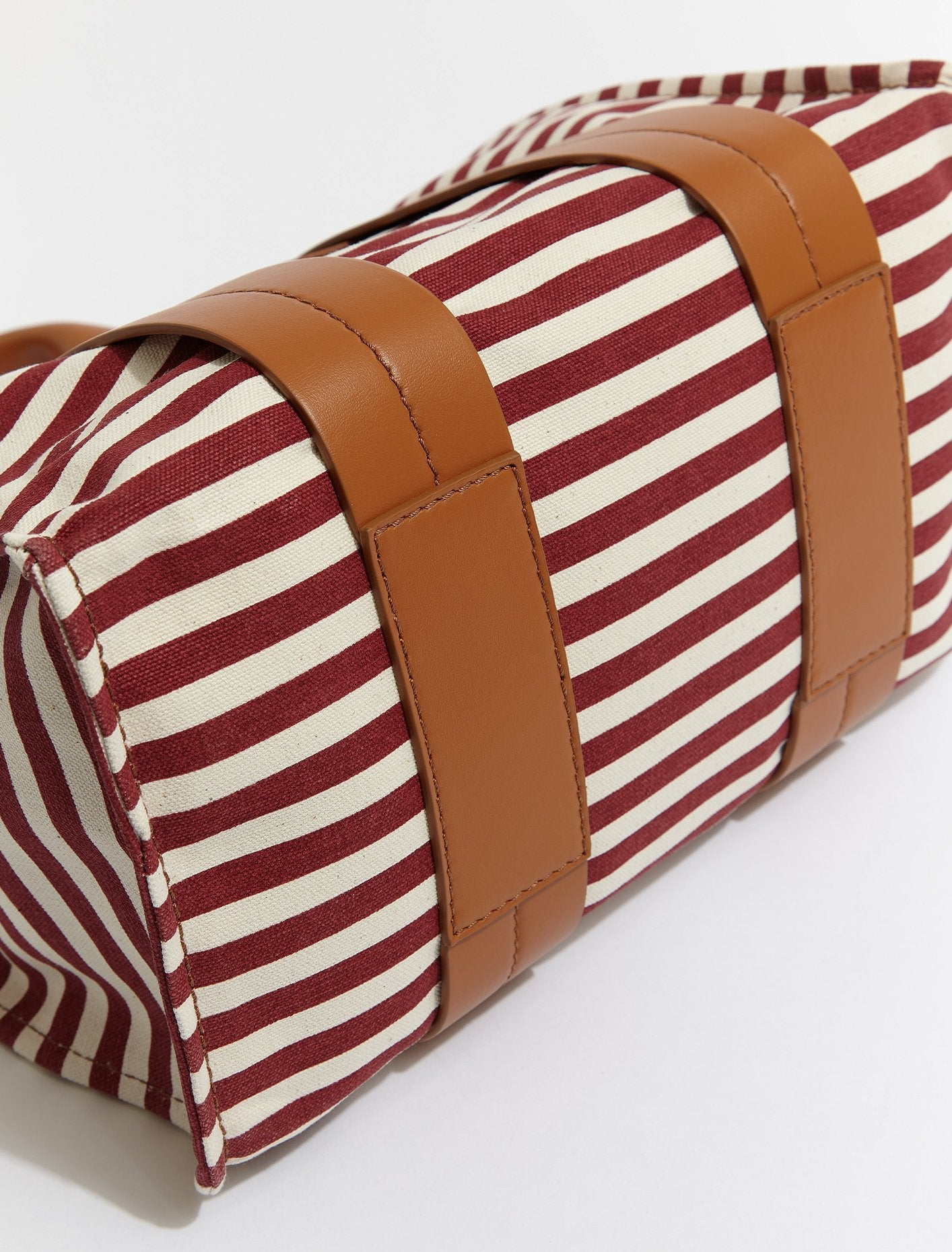 Striped Shopping Bag in Burgundy & Cinnamon