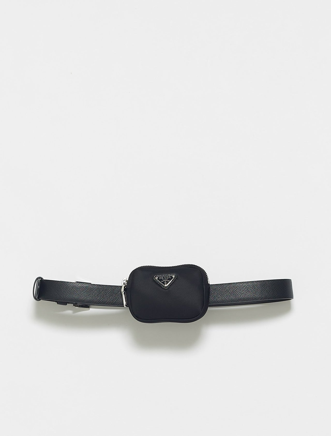 Saffiano Leather Belt with Pouch in Black