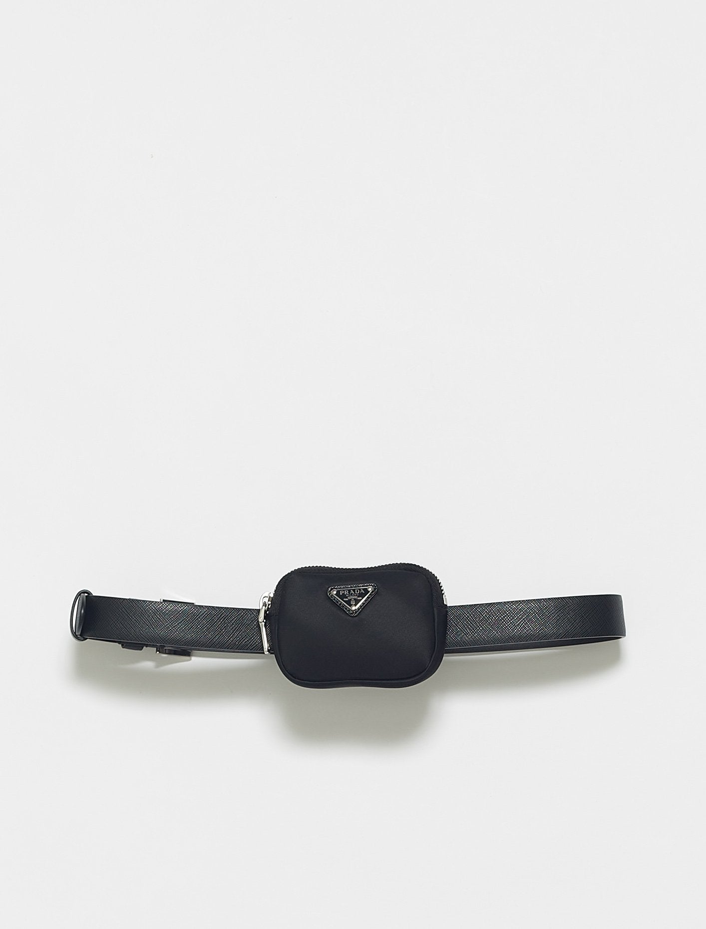 Saffiano Leather Belt with Pouch in Black