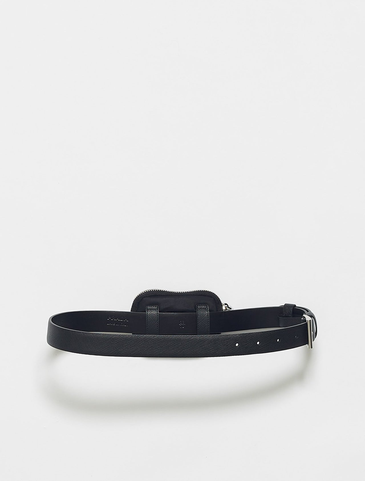 Saffiano Leather Belt with Pouch in Black