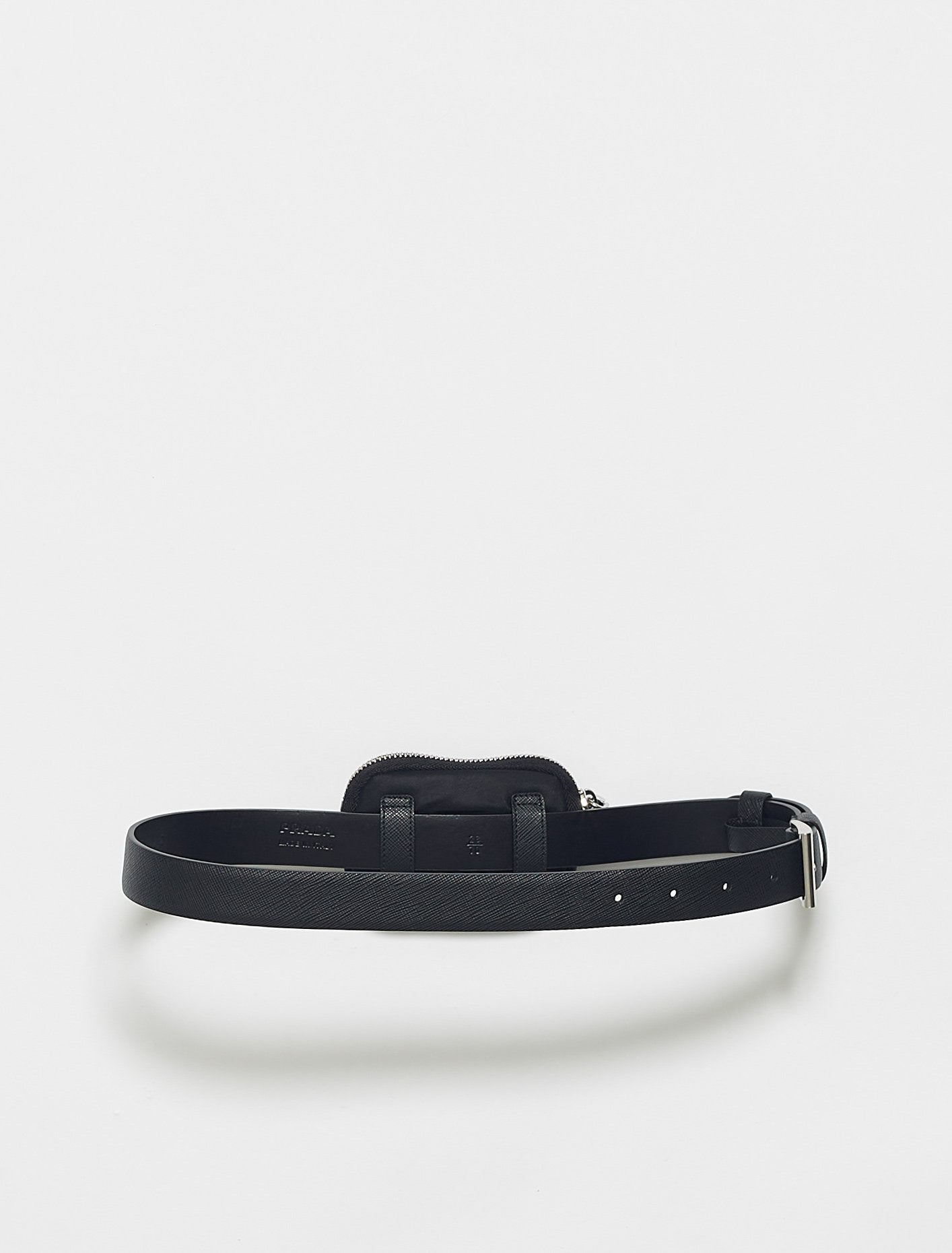 Saffiano Leather Belt with Pouch in Black