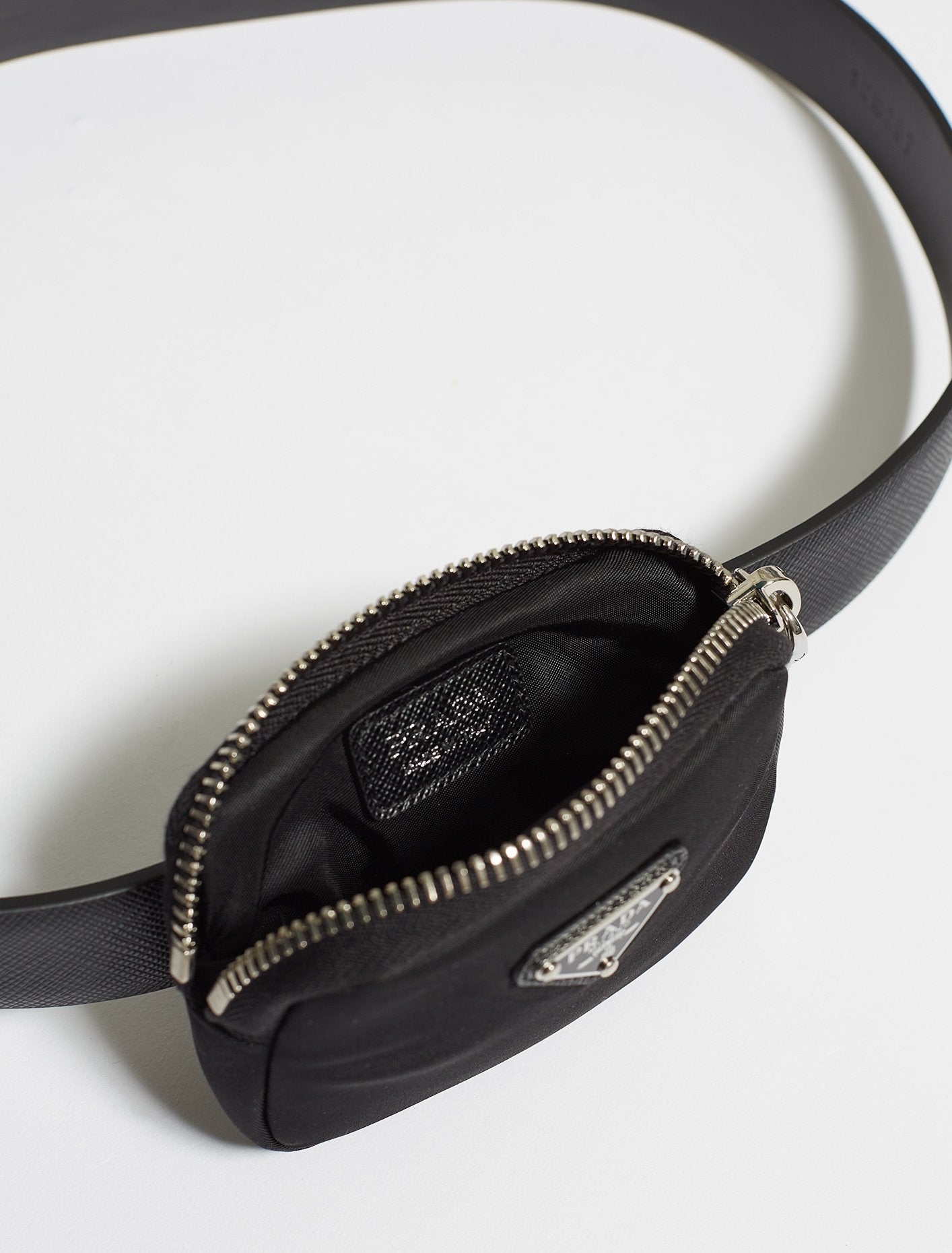 Saffiano Leather Belt with Pouch in Black