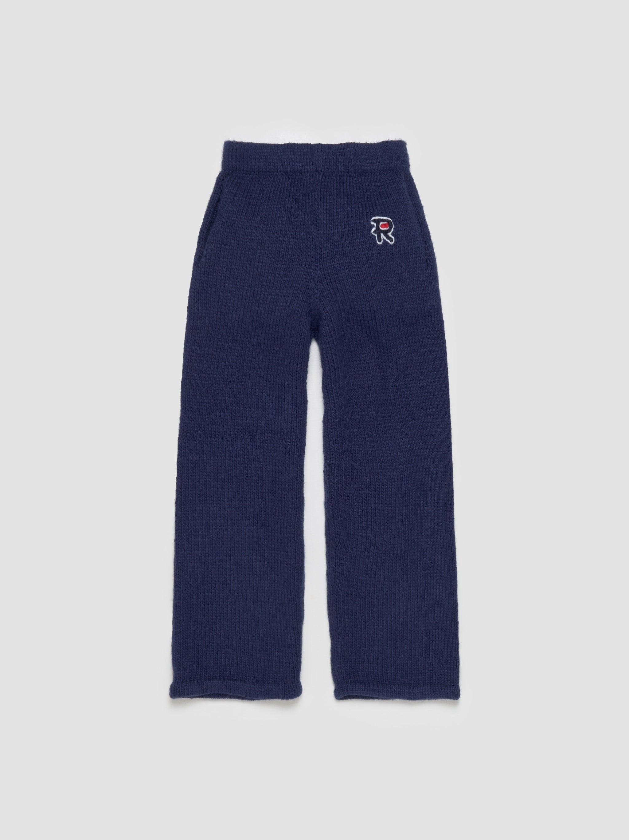 Hand Knitted Jersey Pants in Navy