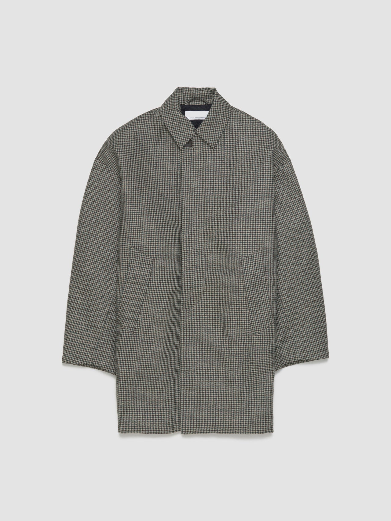 Houndstooth Woven Car Coat in Beige