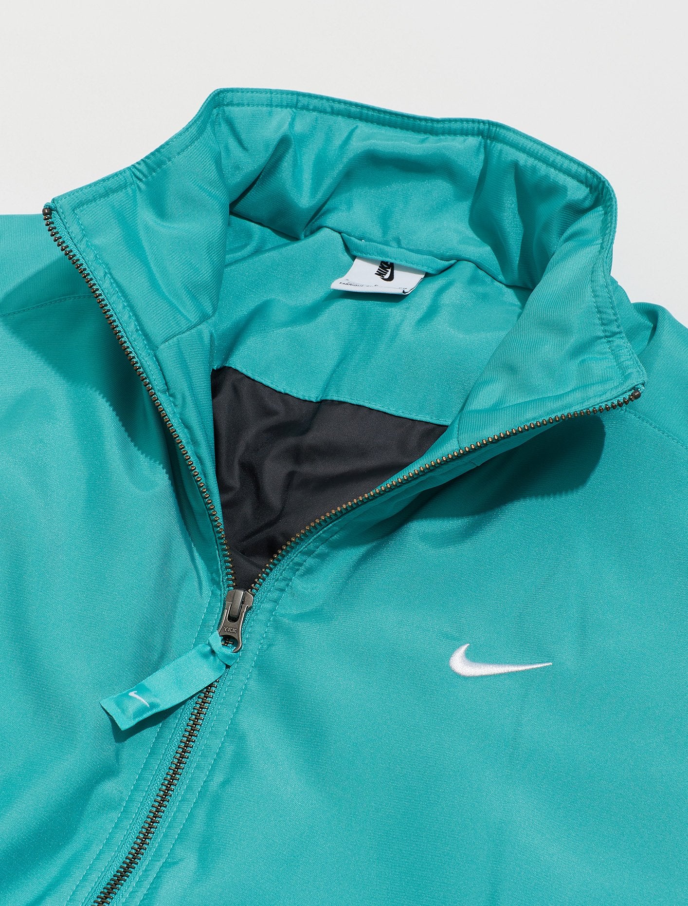 NRG Solo Swoosh Satin Bomber Jacket in Washed Teal