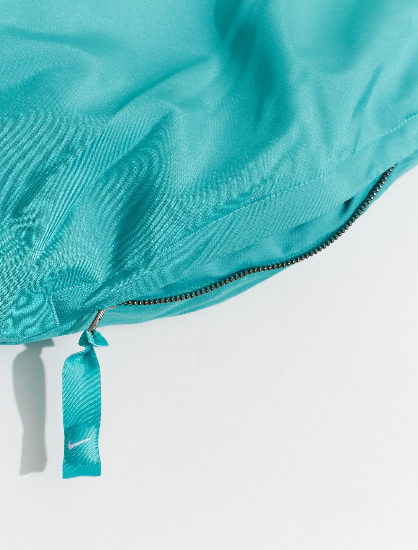 NRG Solo Swoosh Satin Bomber Jacket in Washed Teal