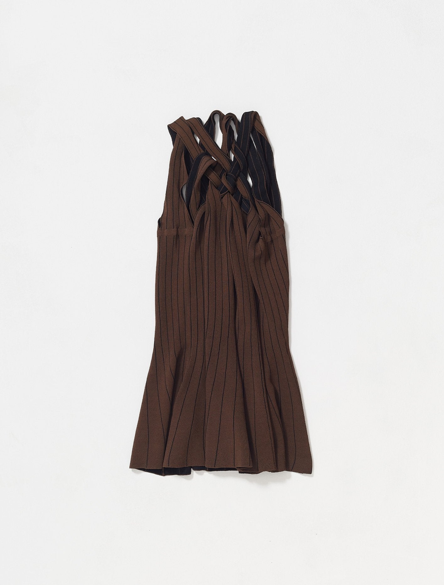 Braided Neck Knit Dress in Brown