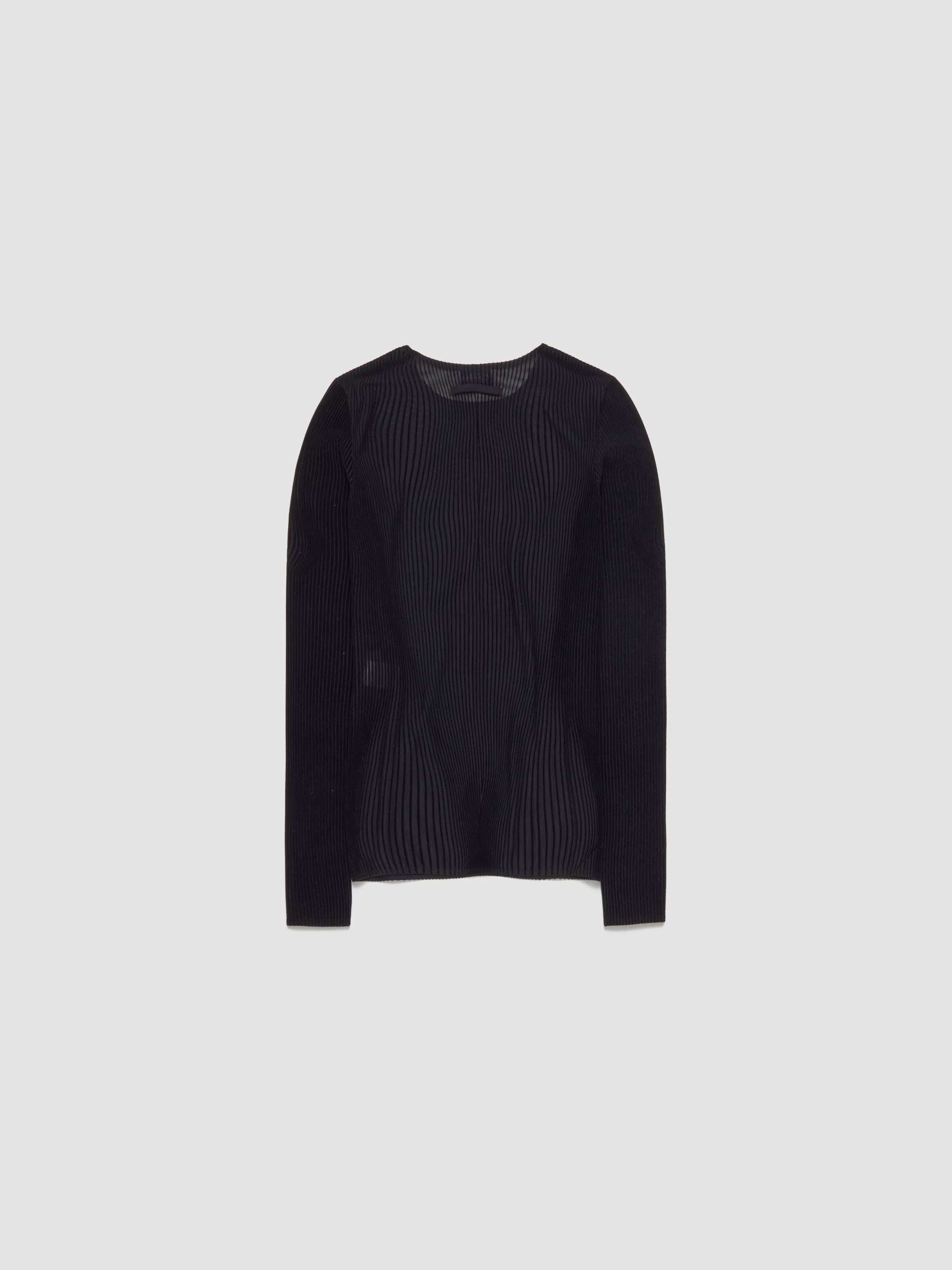 Morphing Pinstripes Long Sleeve Top in Black