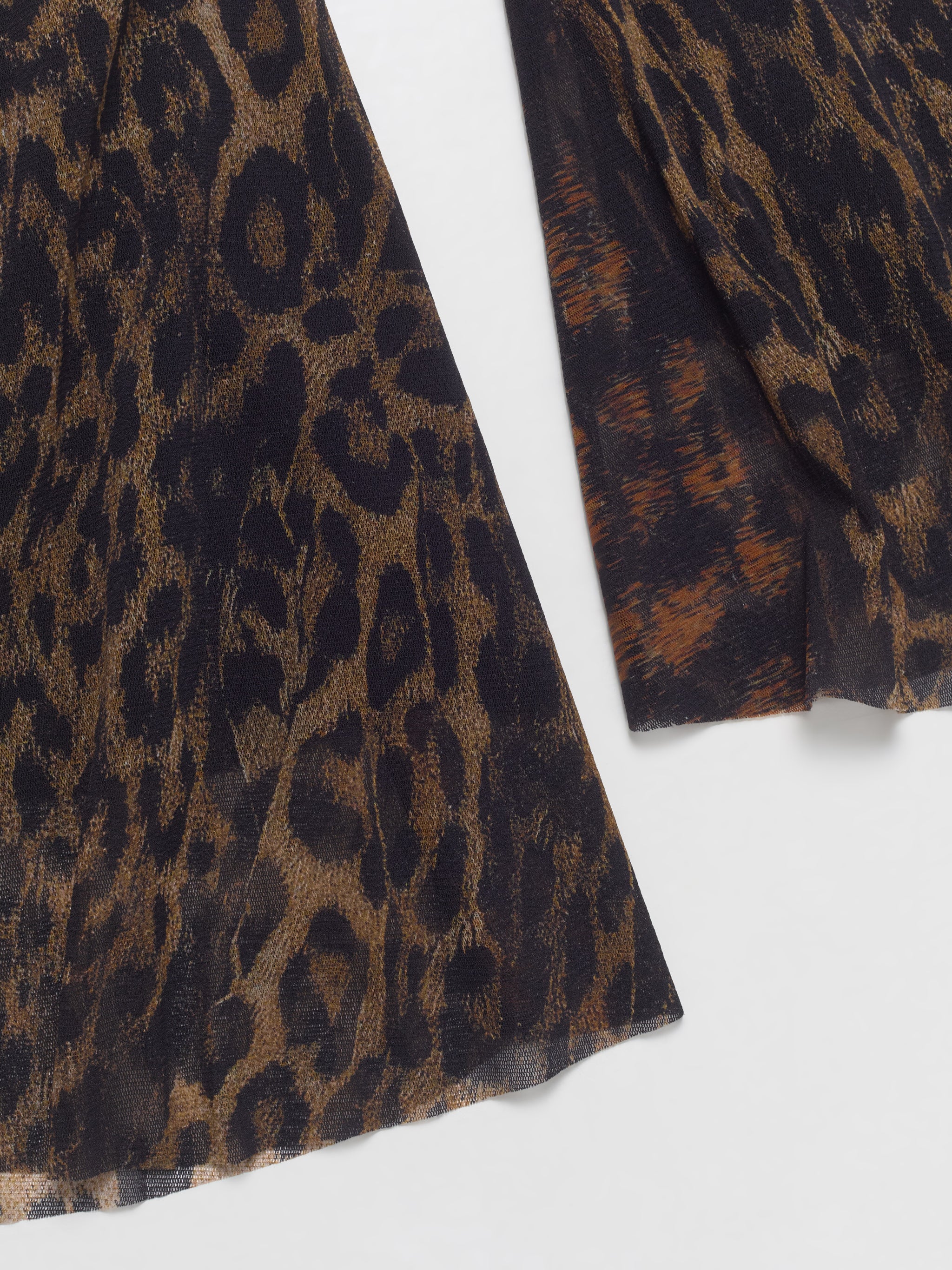 Leopard Printed Flare Trousers in Dark Brown