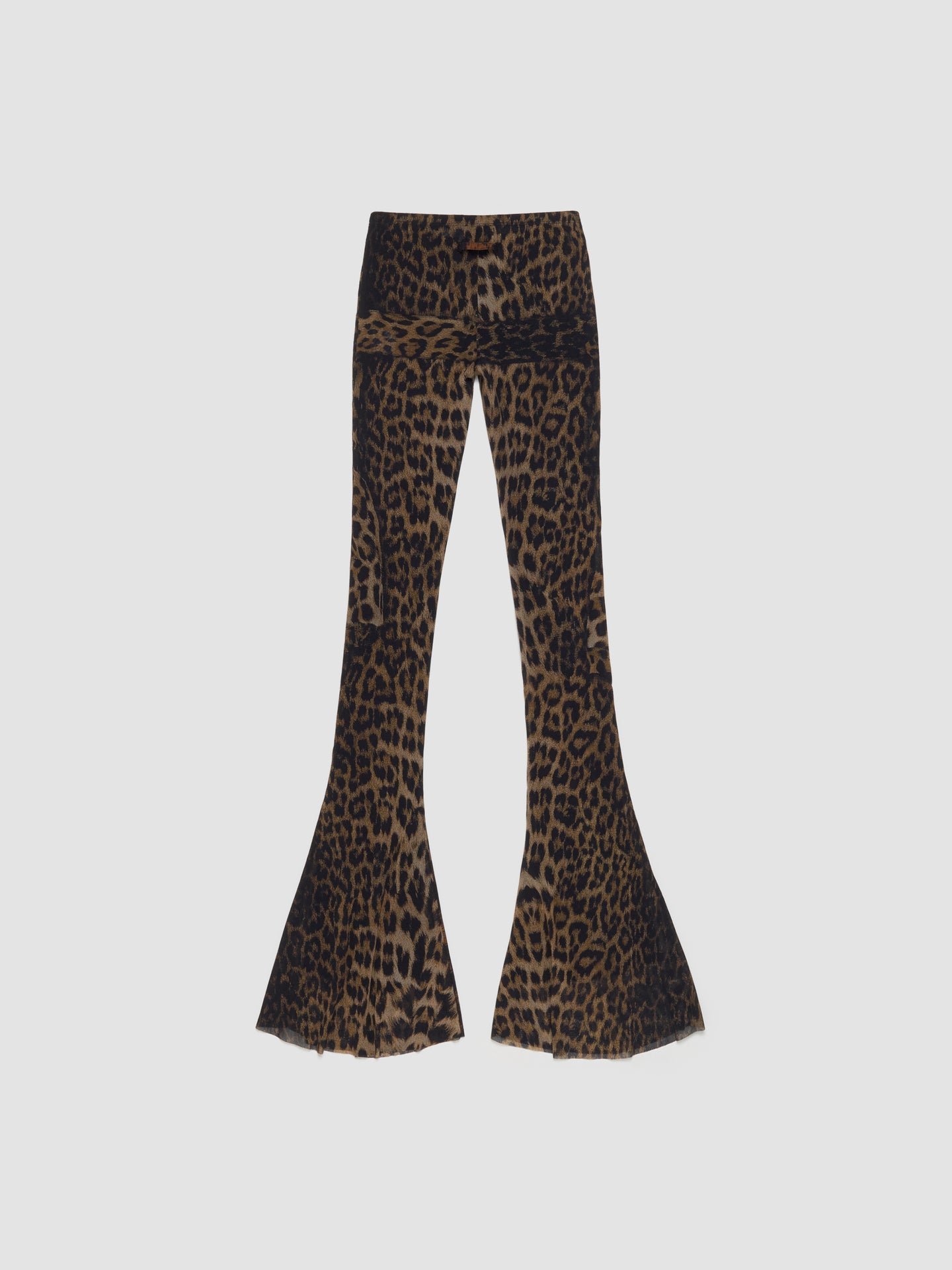 Leopard Printed Flare Trousers in Dark Brown