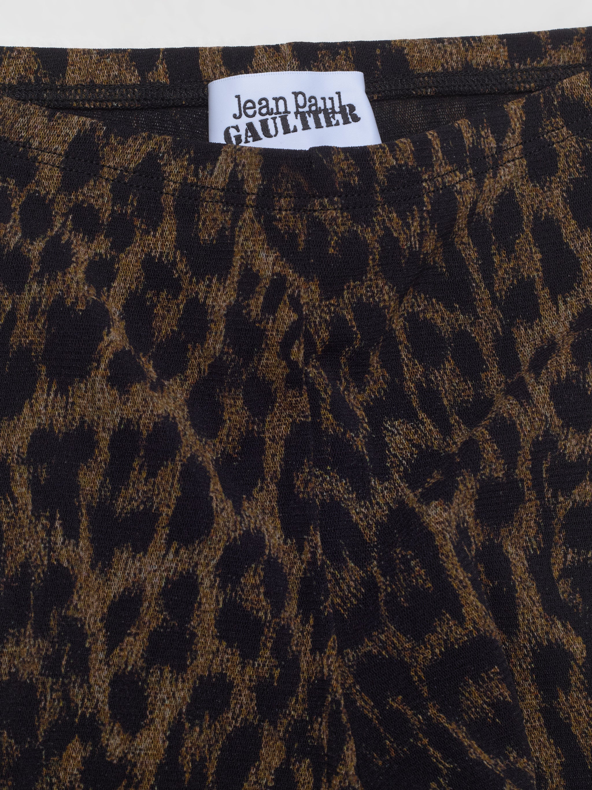 Leopard Printed Flare Trousers in Dark Brown