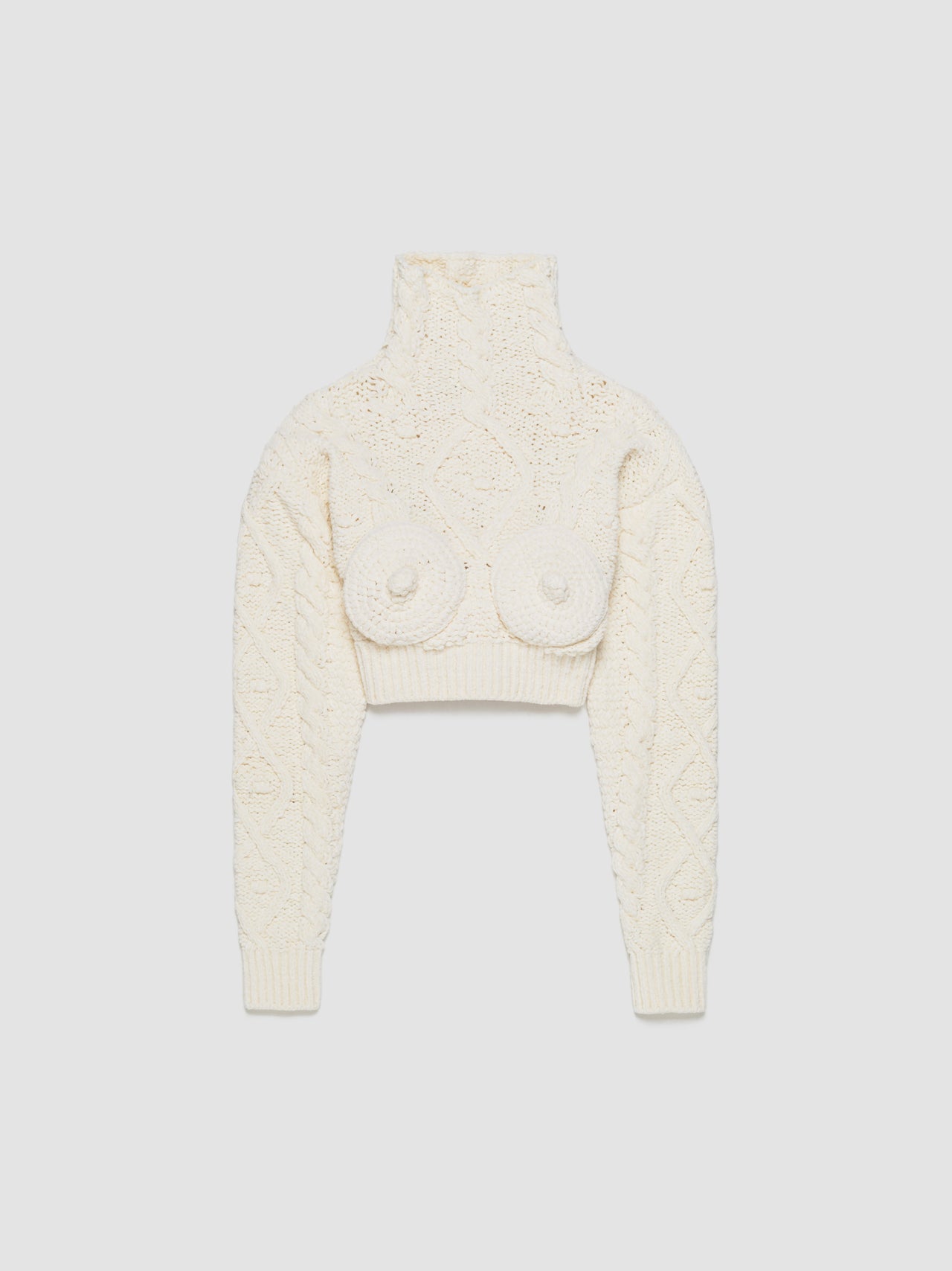 Madonna Knitted Breast Sweater in Cream