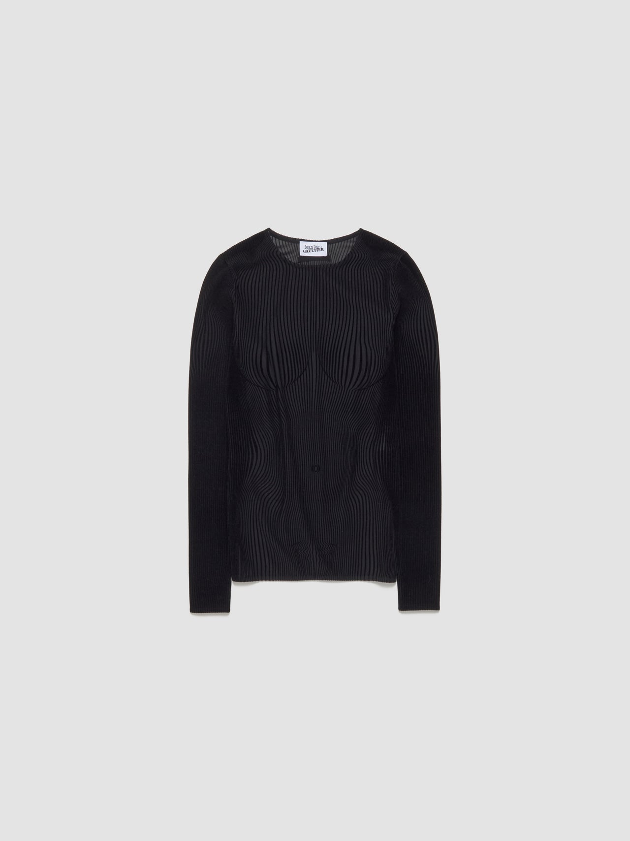 Morphing Pinstripes Long Sleeve Top in Black